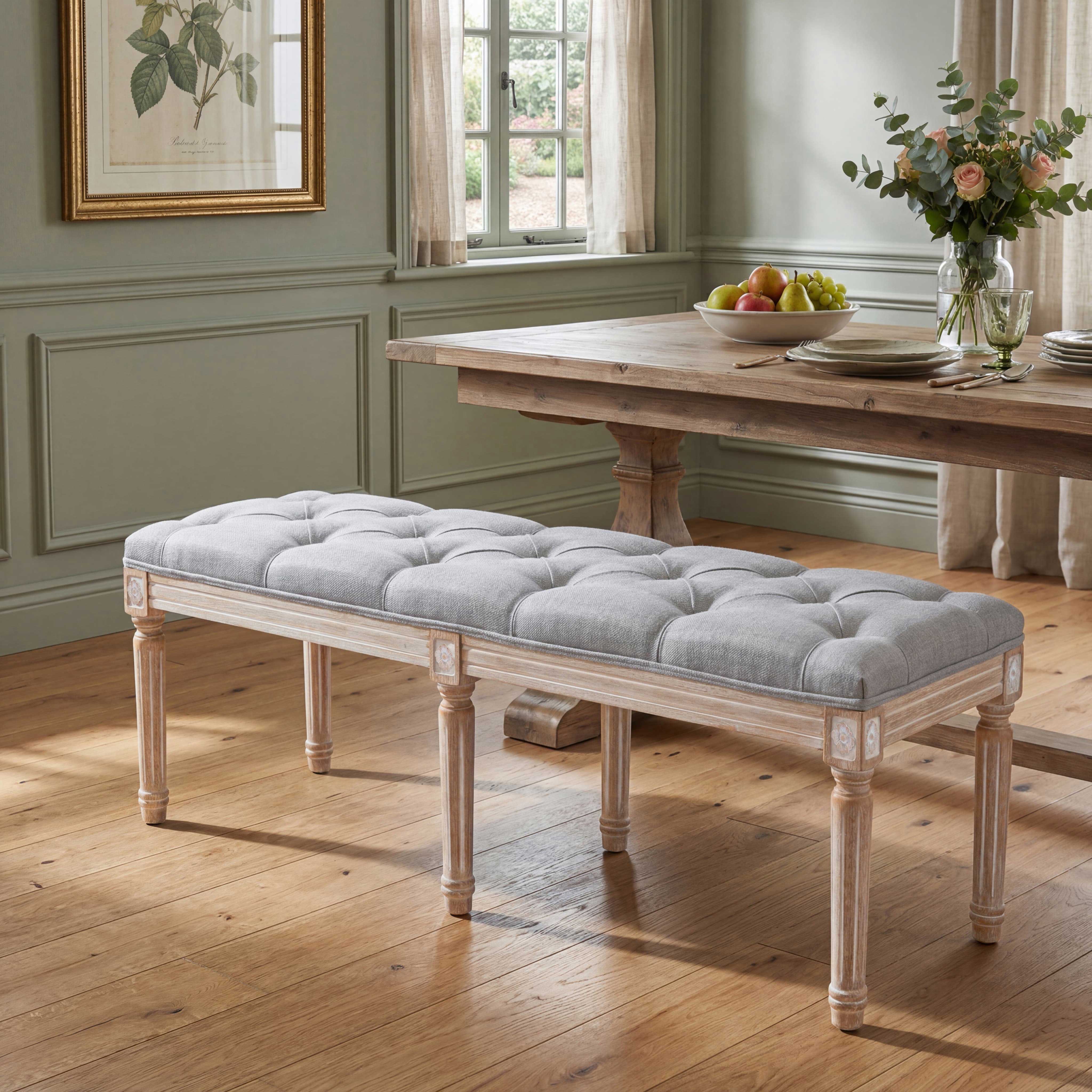 Fabric Wood Legs Dining Bench - 7537BH