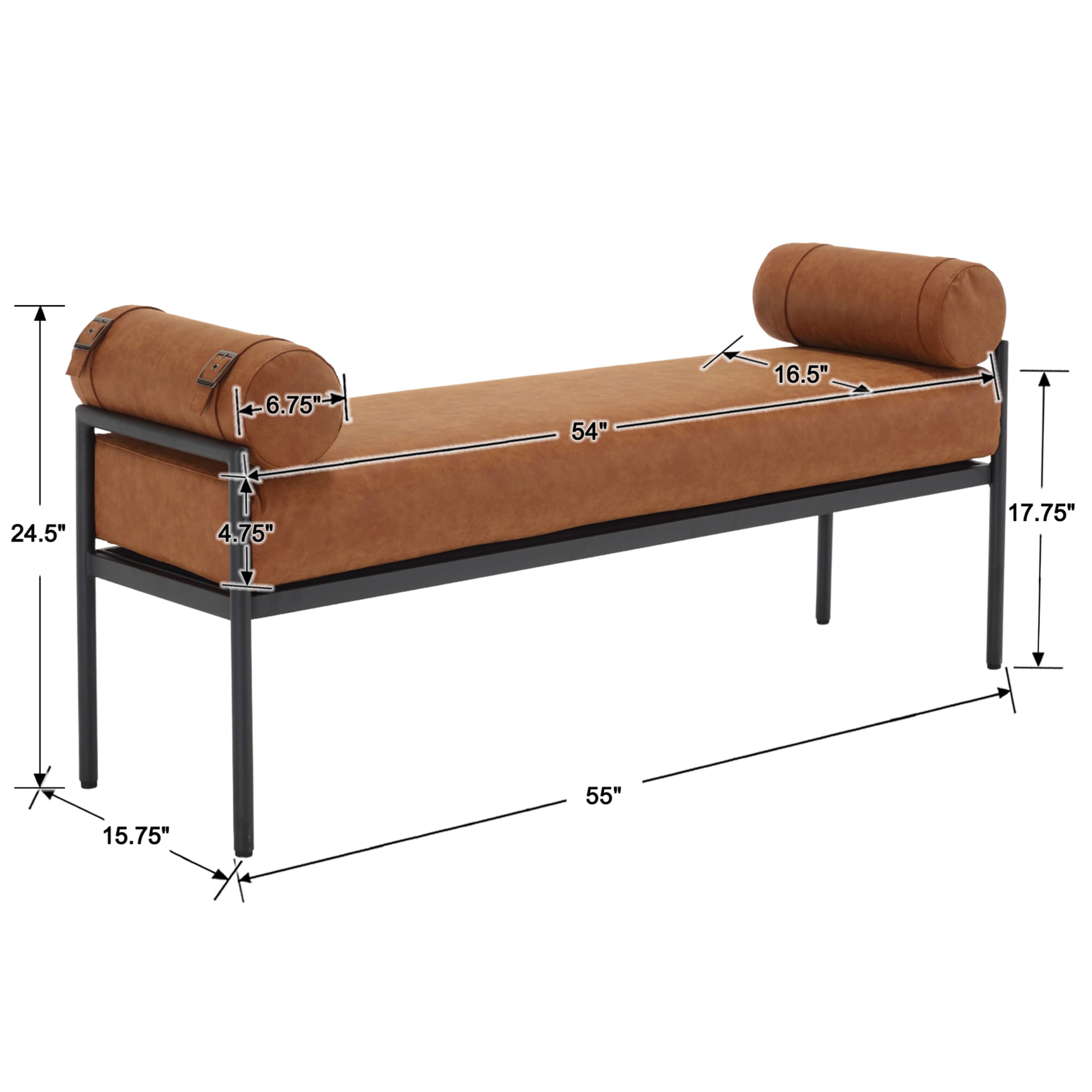 ROCITY 55 Inch Long Bedroom Bench with Removable Pillows 1 PCS - 2160BH