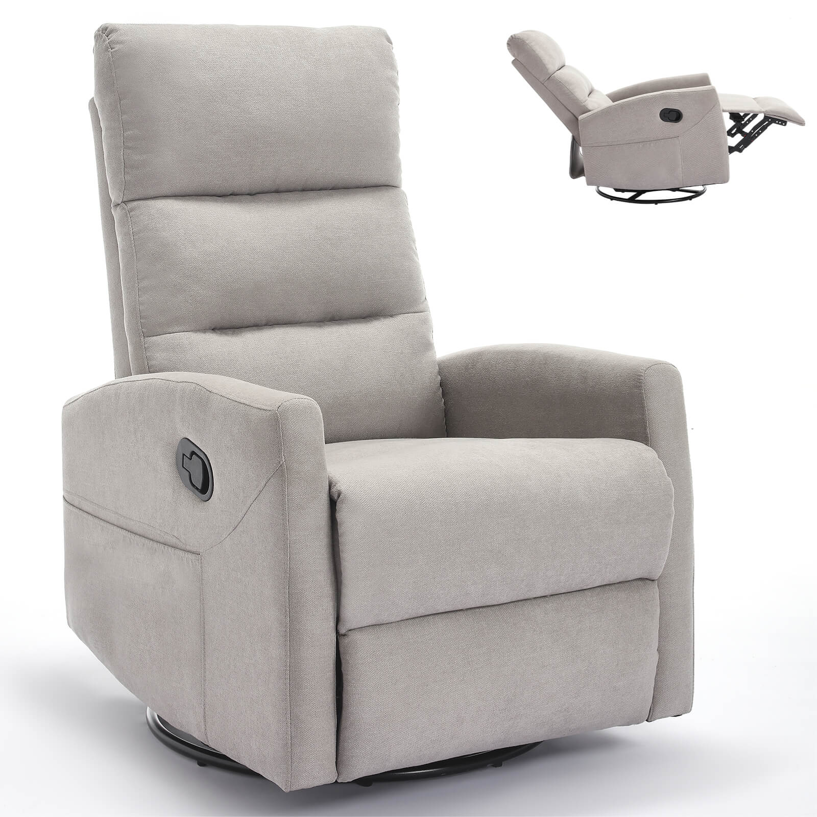 Modern Polyester Fabric Manual 360 Swivel Rocker Recliner Chair