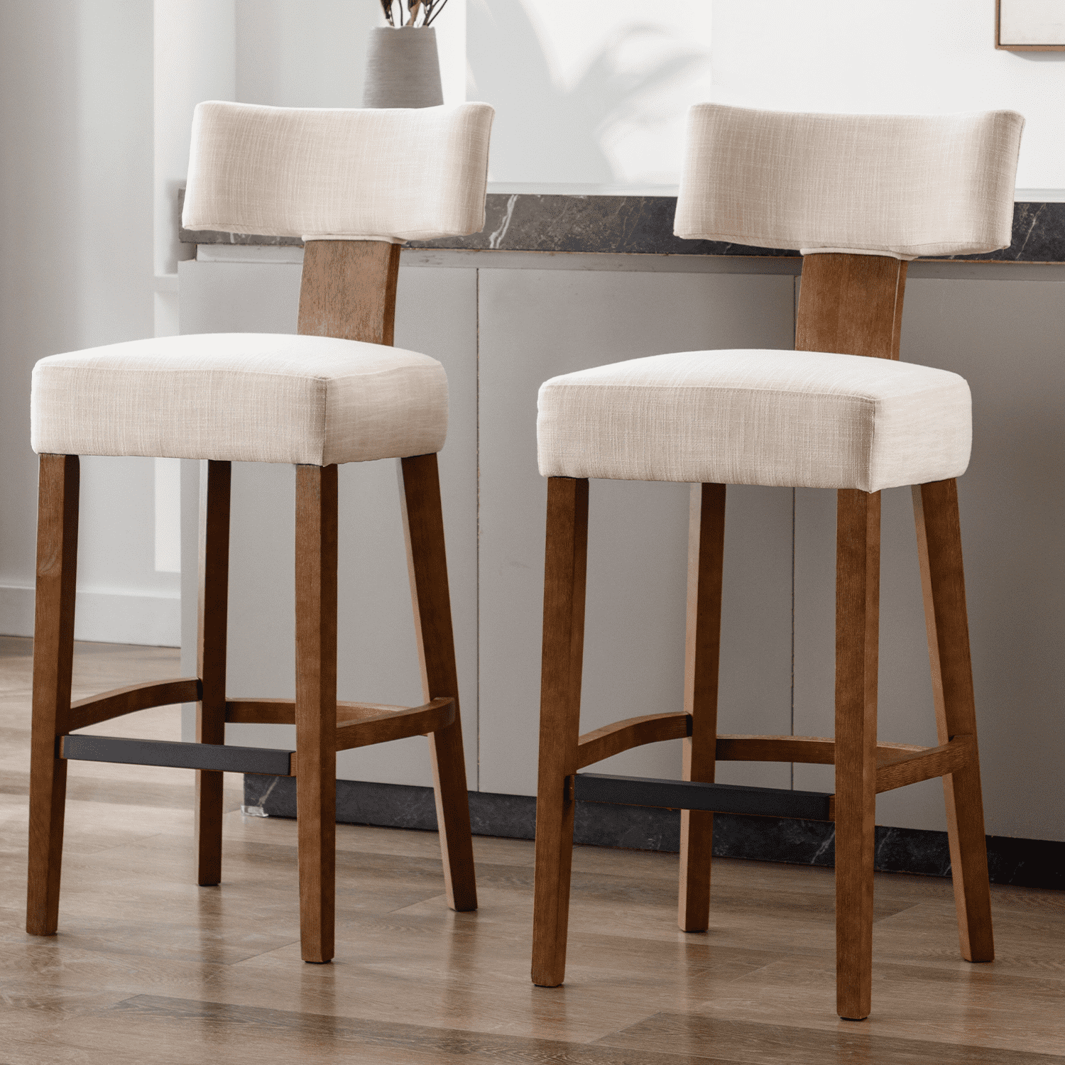 VESCASA 26"-30"H Wood Frame Counter Bar Stools Set of 2 - 5721