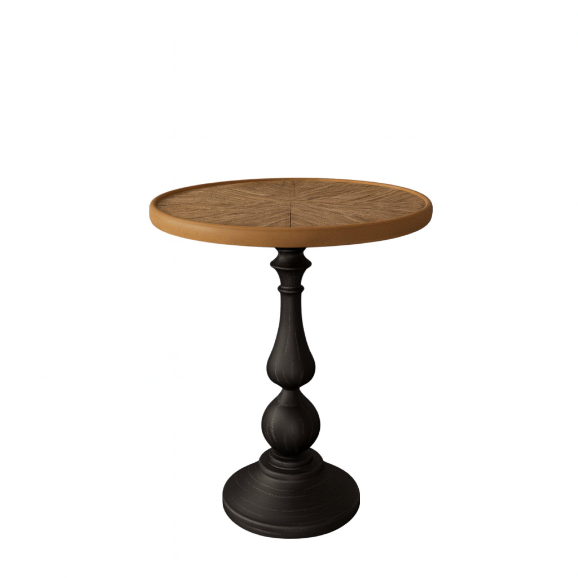 19.9" Dia Retro Round End Table with Metal Pedestal Base