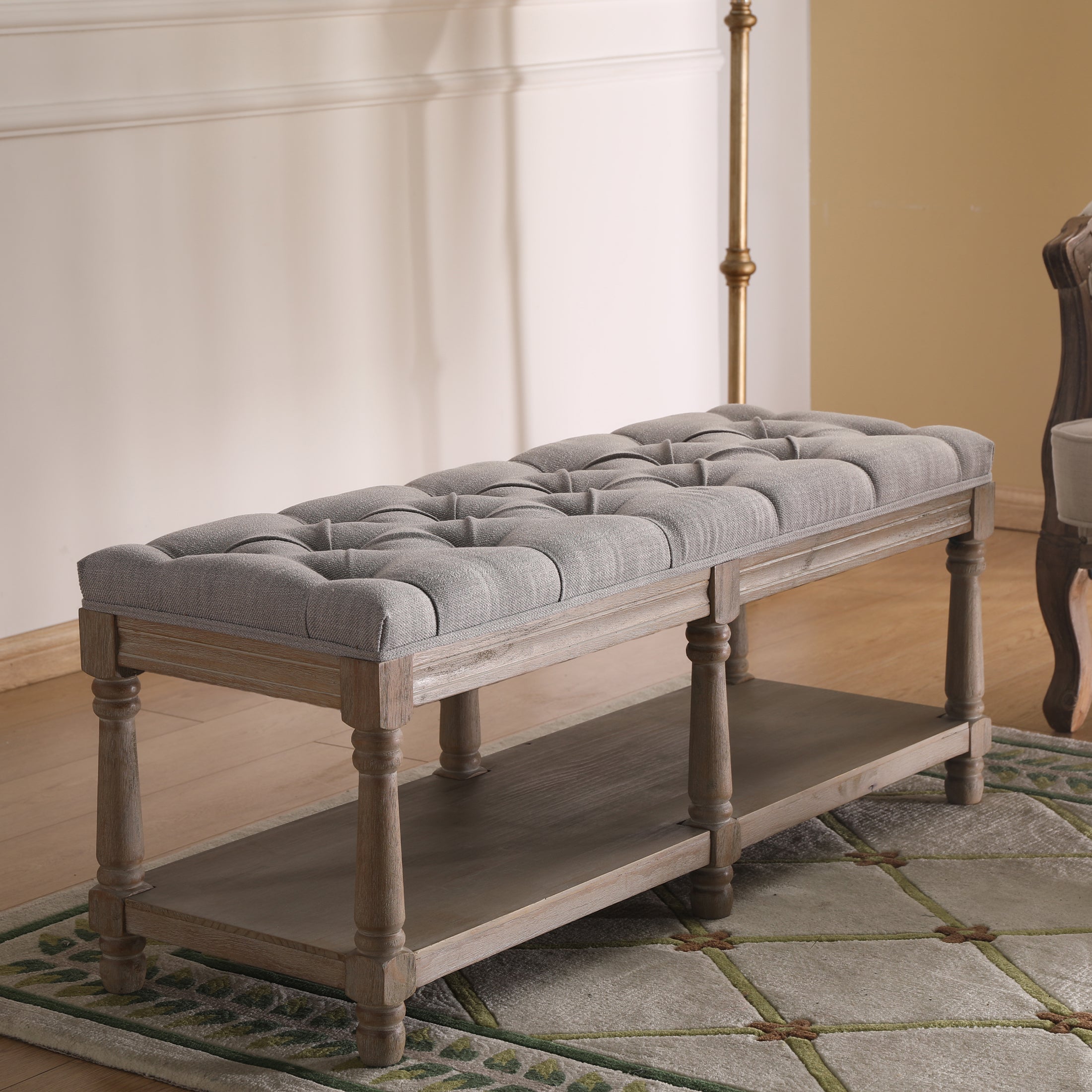 Janoray Classic Nail-head Shoe Rack Bench - 2204BH
