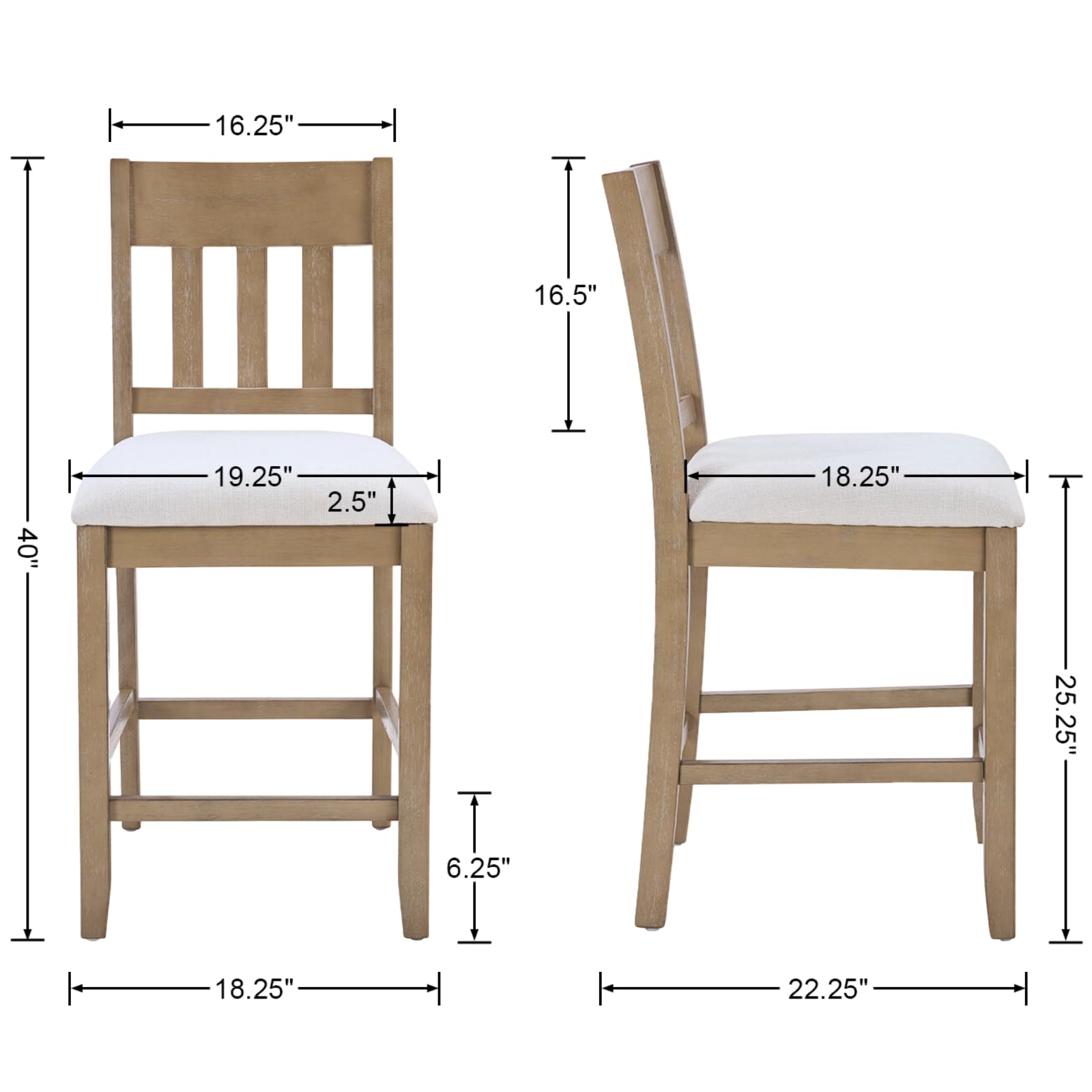 Janoray 25”H Wood Armless Counter Stools Set of 2 - 2108CS