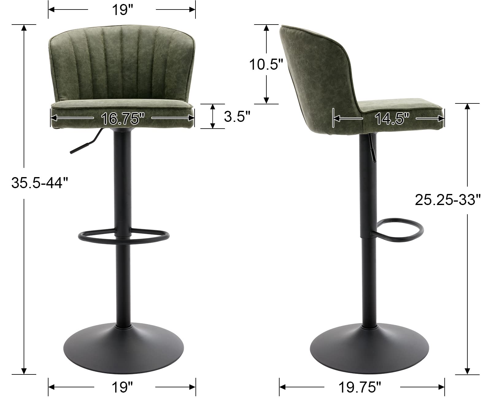 CIMOTA 25.5"H Curved Back Counter Stools Set of 2 - 8684CS