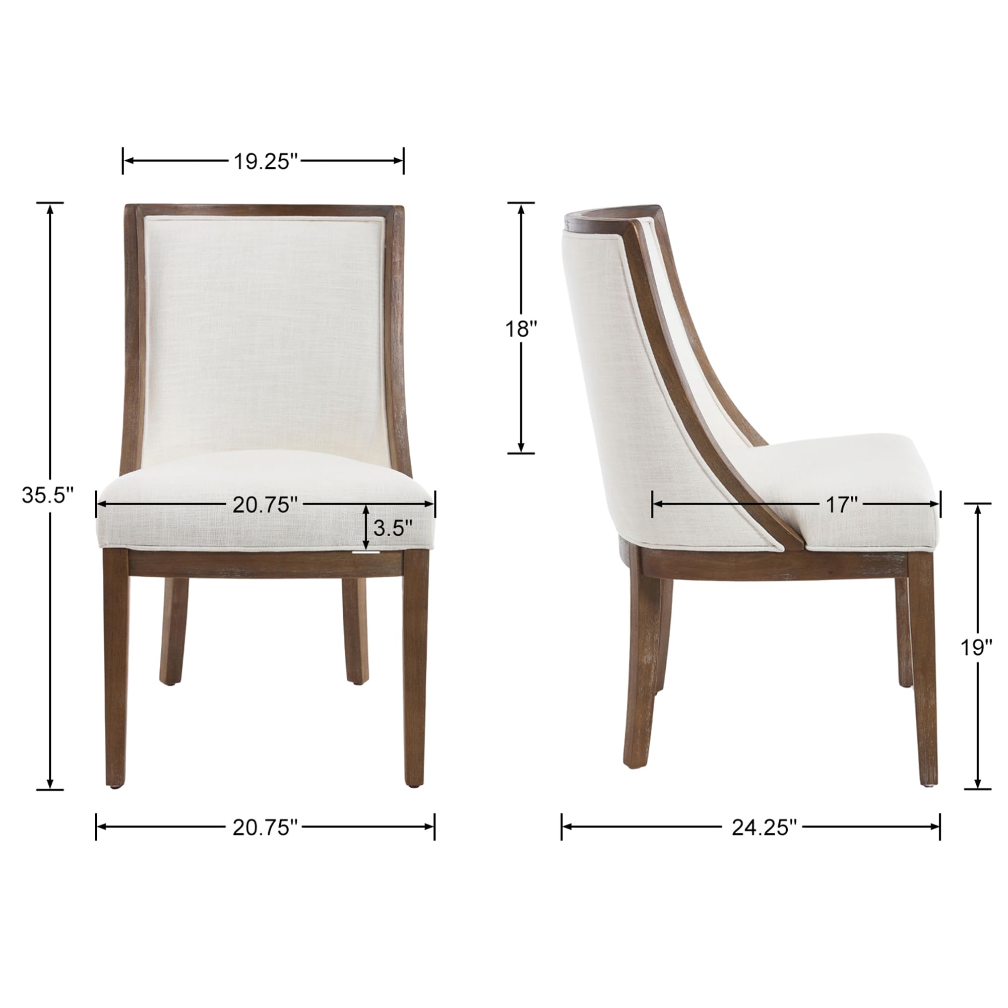 Kmax Farmhouse Curved High Back Dining Chairs Set of 2 - 02111DC