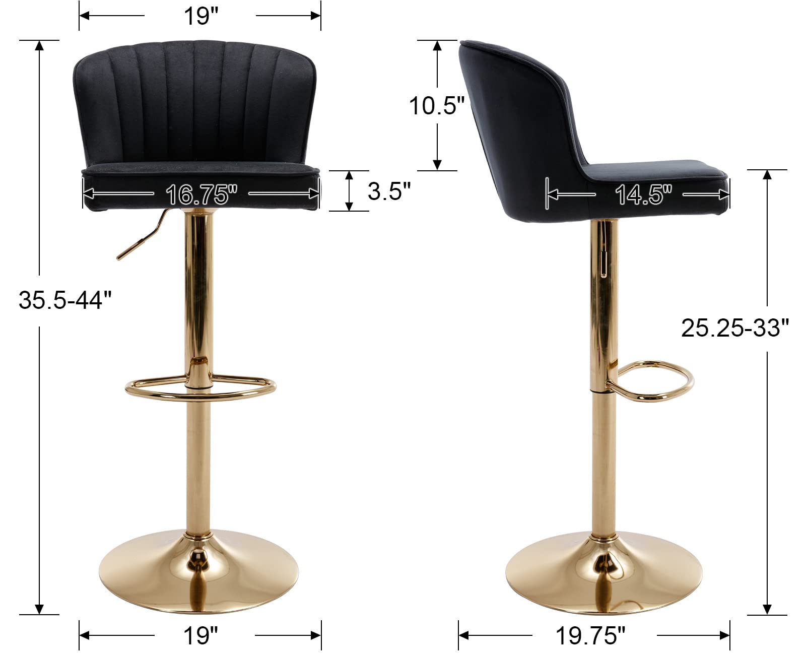 CIMOTA 25.5"H Curved Back Counter Stools Set of 2 - 8684CS