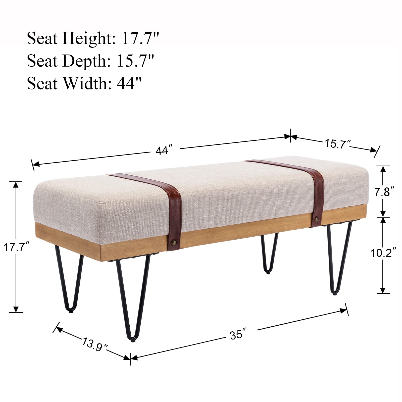 EALSON Industrial Modern Rectangle Ottoman Bench - 2304BH