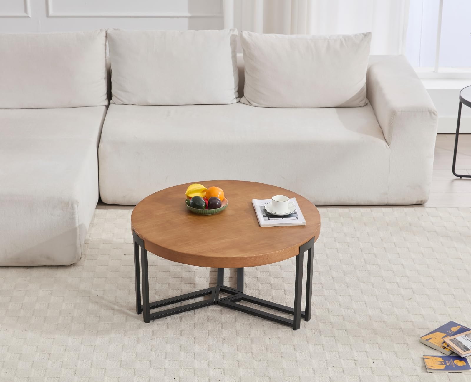 ROCITY 31.5'' Round Natural Wooden Small Circle Coffee Table - 22743