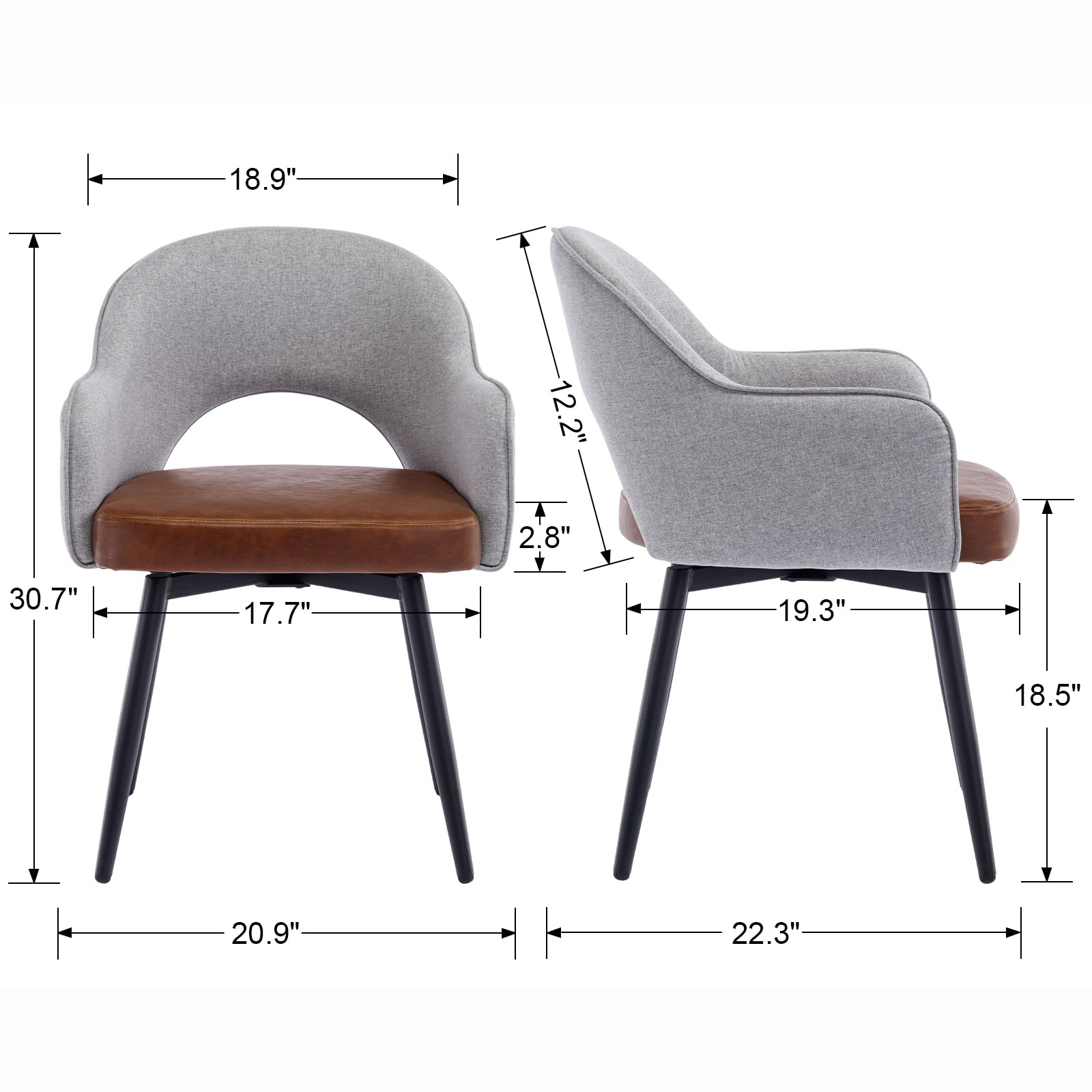 Two chair dimensions in inches