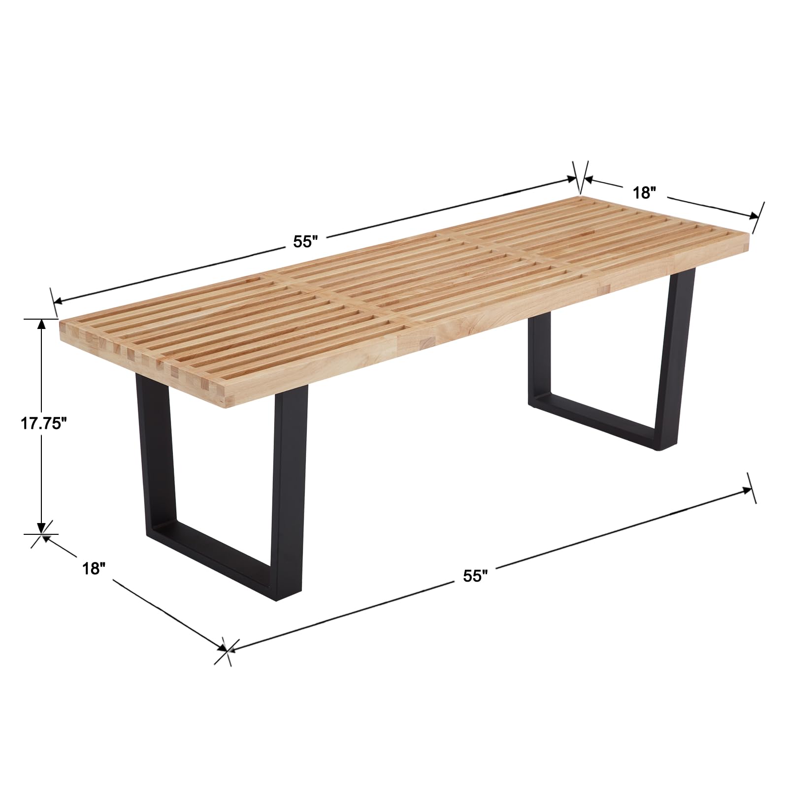 Dimension diagram of wood bench (alternate)