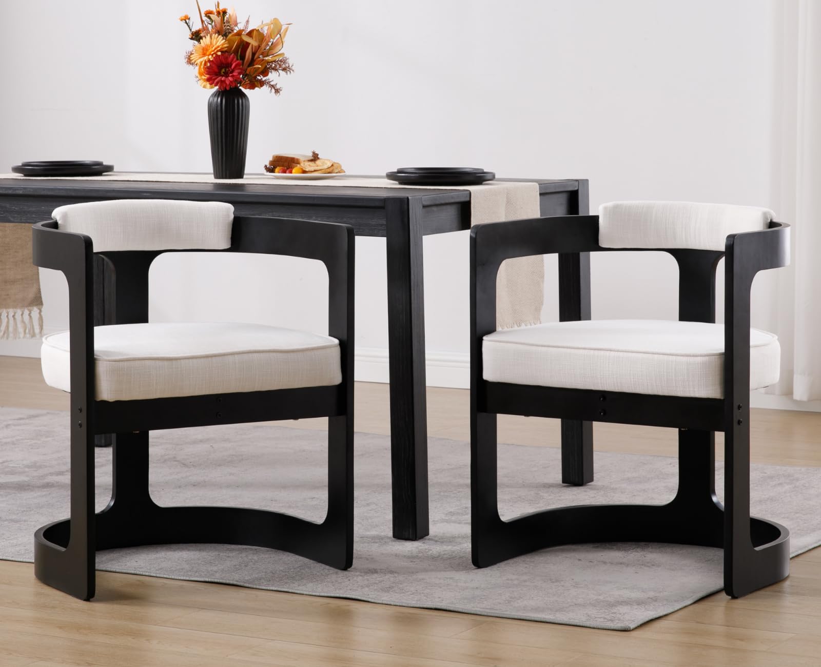 EALSON Black Wood Frame Barrel Dining Chair 1 PCS - 7083DC