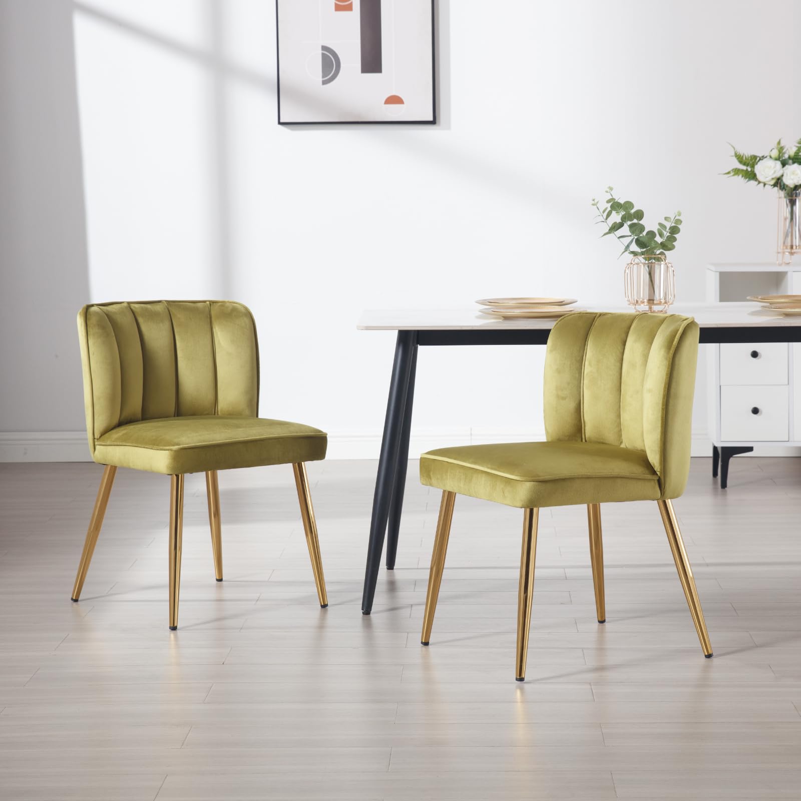 ZH4YOU Modern Velvet Fabric Dining Chairs Set of 2 - 1736