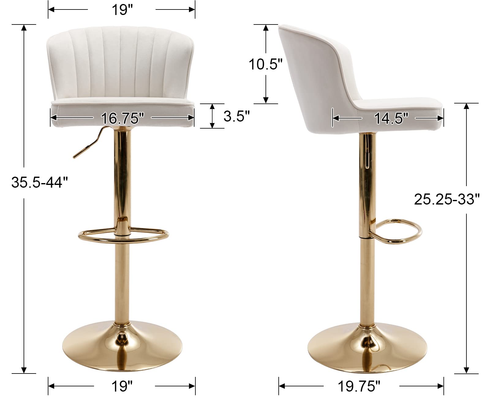 CIMOTA 25.5"H Curved Back Counter Stools Set of 2 - 8684CS