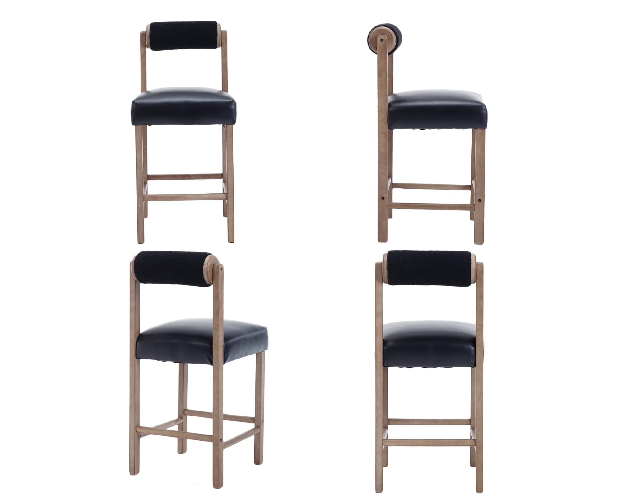 VESCASA 26.5"H Mid Century Modern Faux Leather Counter Height Stools Set of 2 - 5788