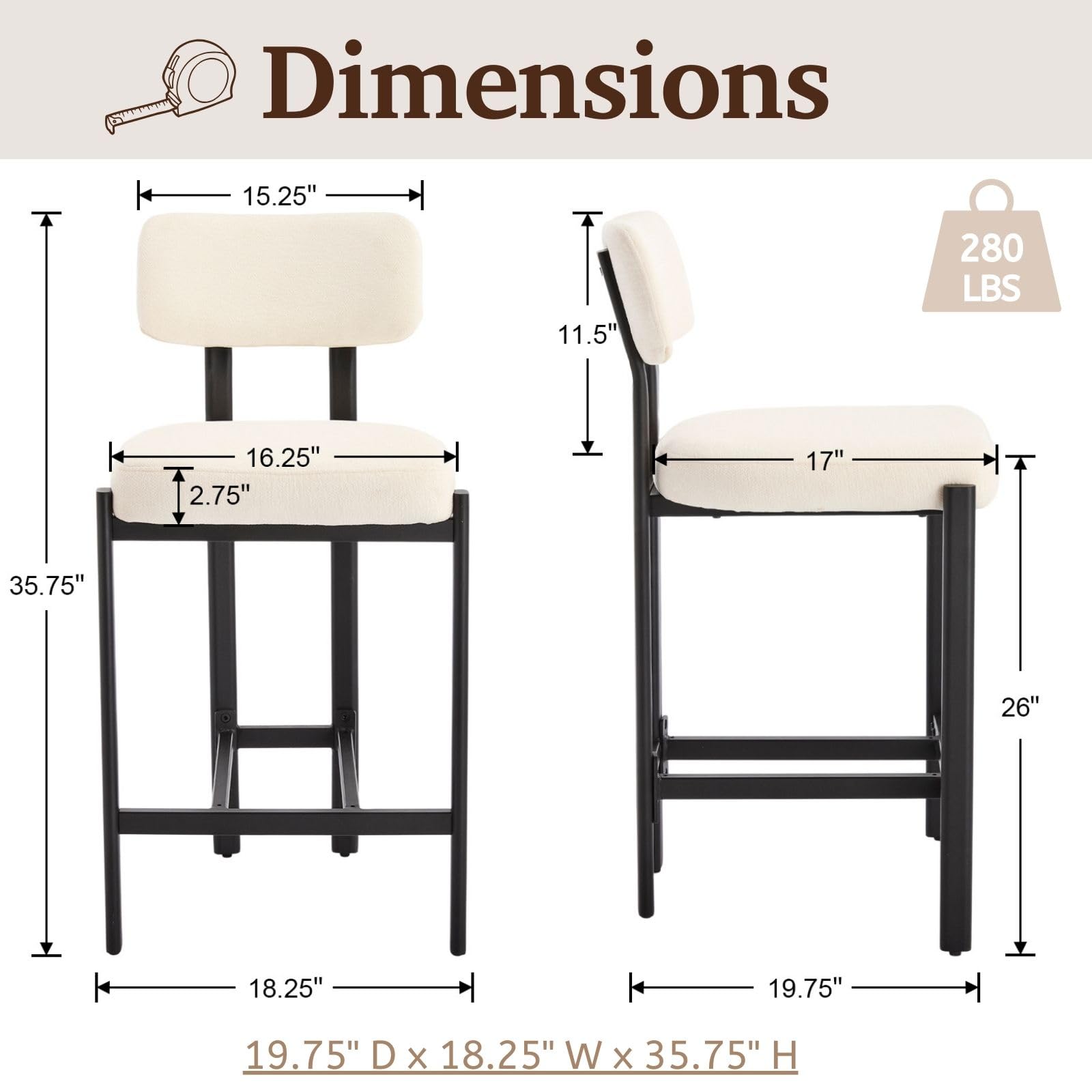 VESCASA 26"H Leather Counter Stools stools  Set of 2 - 24807CS