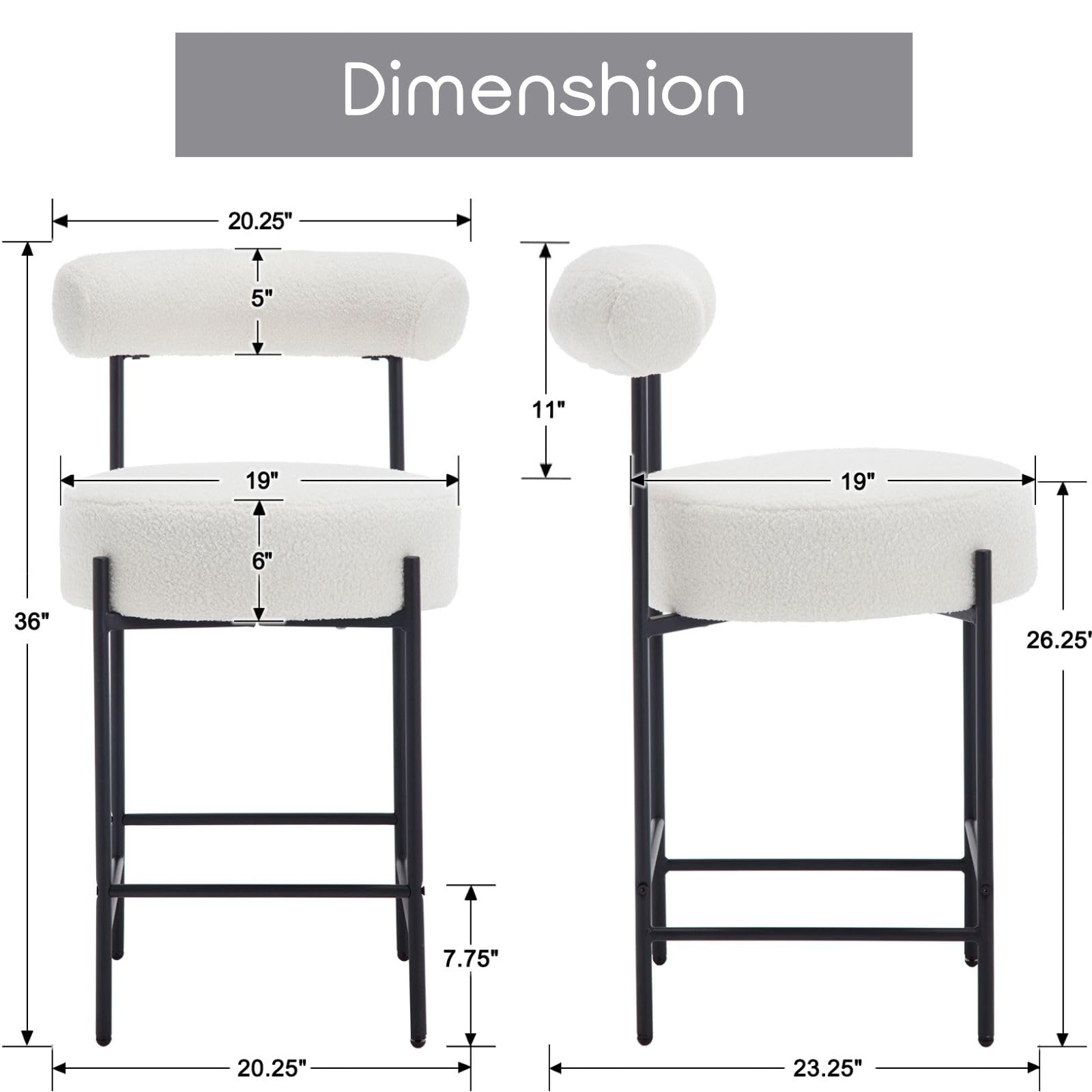 ROCITY 26"H Barrel Counter Stools Set of 2 - 11002CS