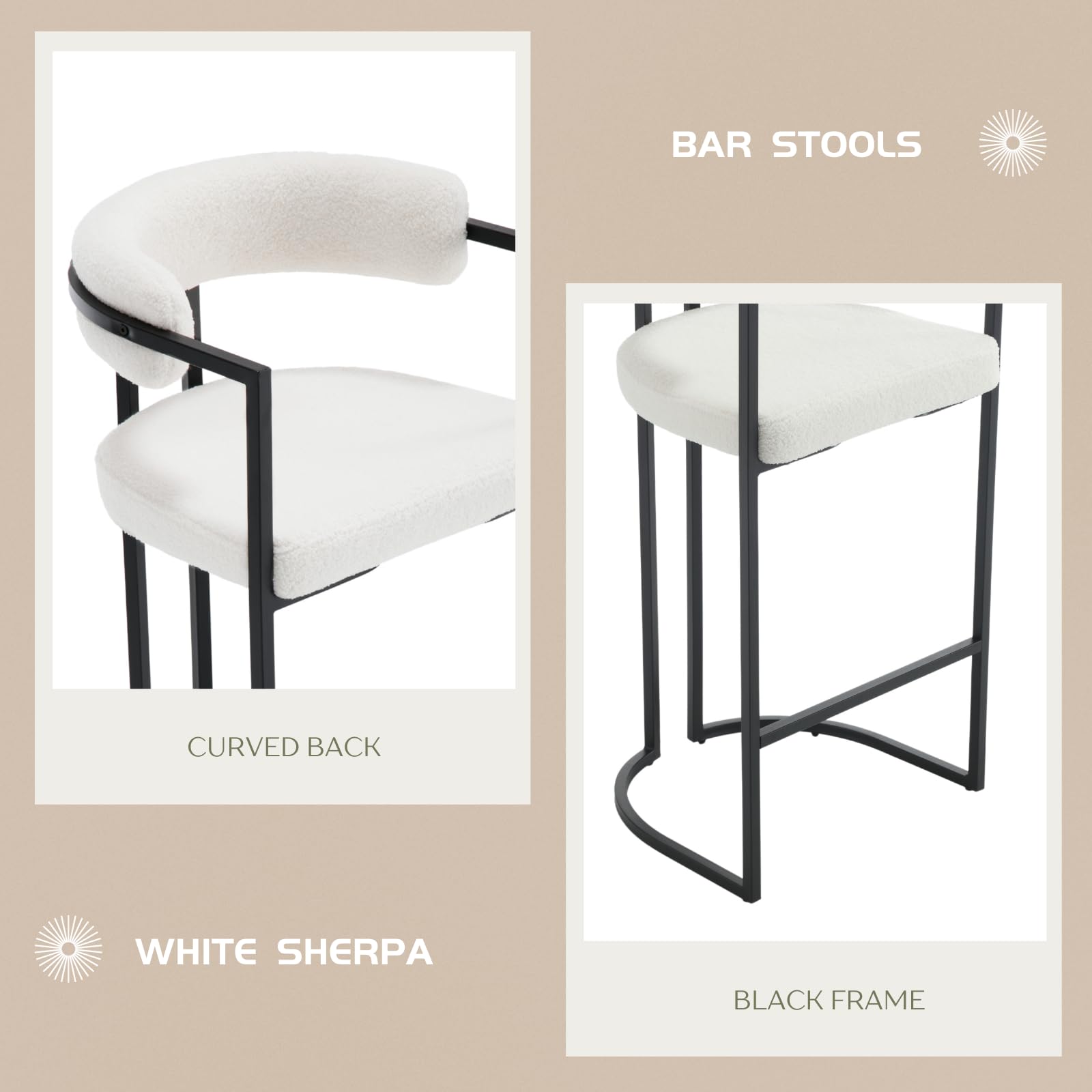 ROCITY 26"H Black Legs Counter Stools Set of 2 - X323CS
