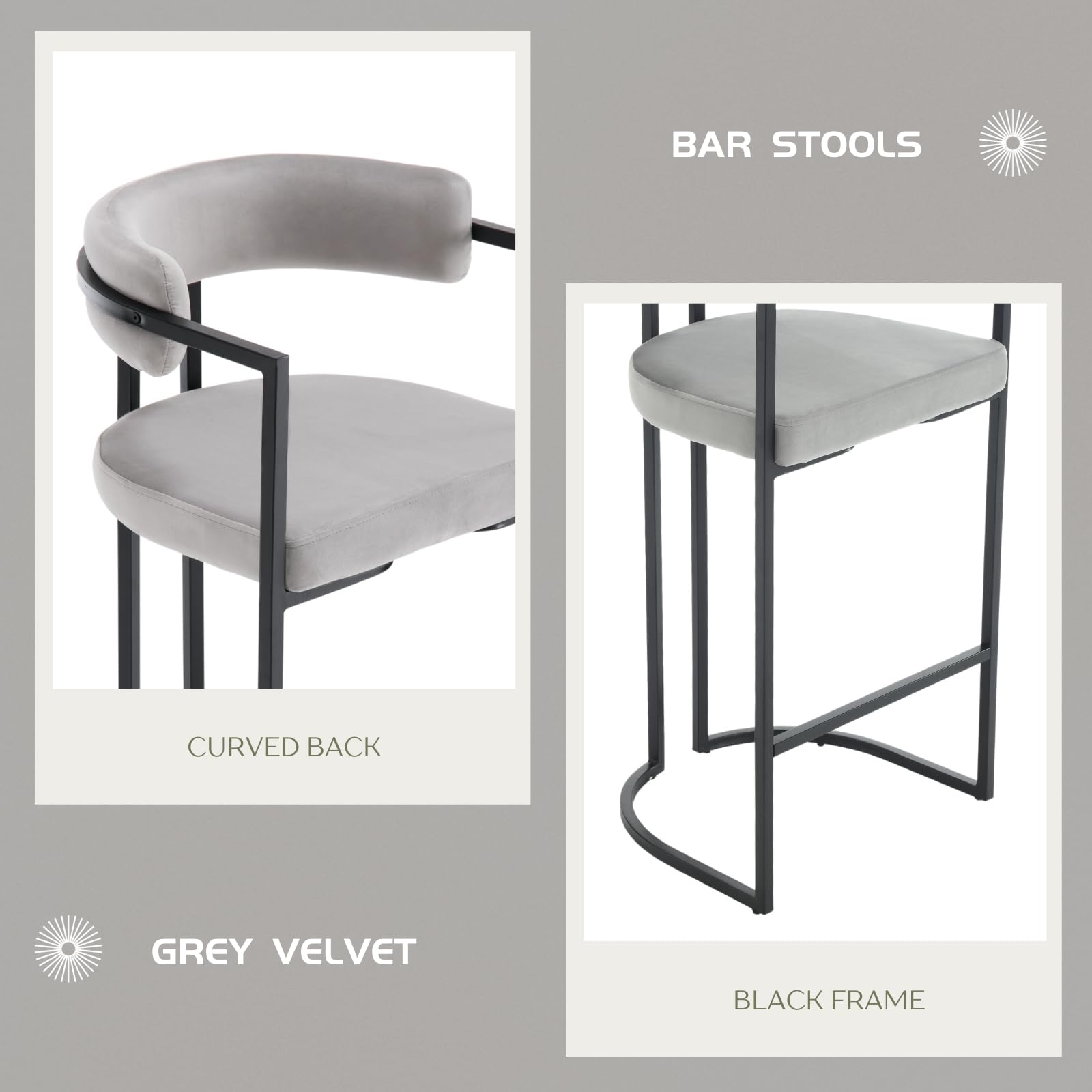 ROCITY 26"H Black Legs Counter Stools Set of 2 - X323CS