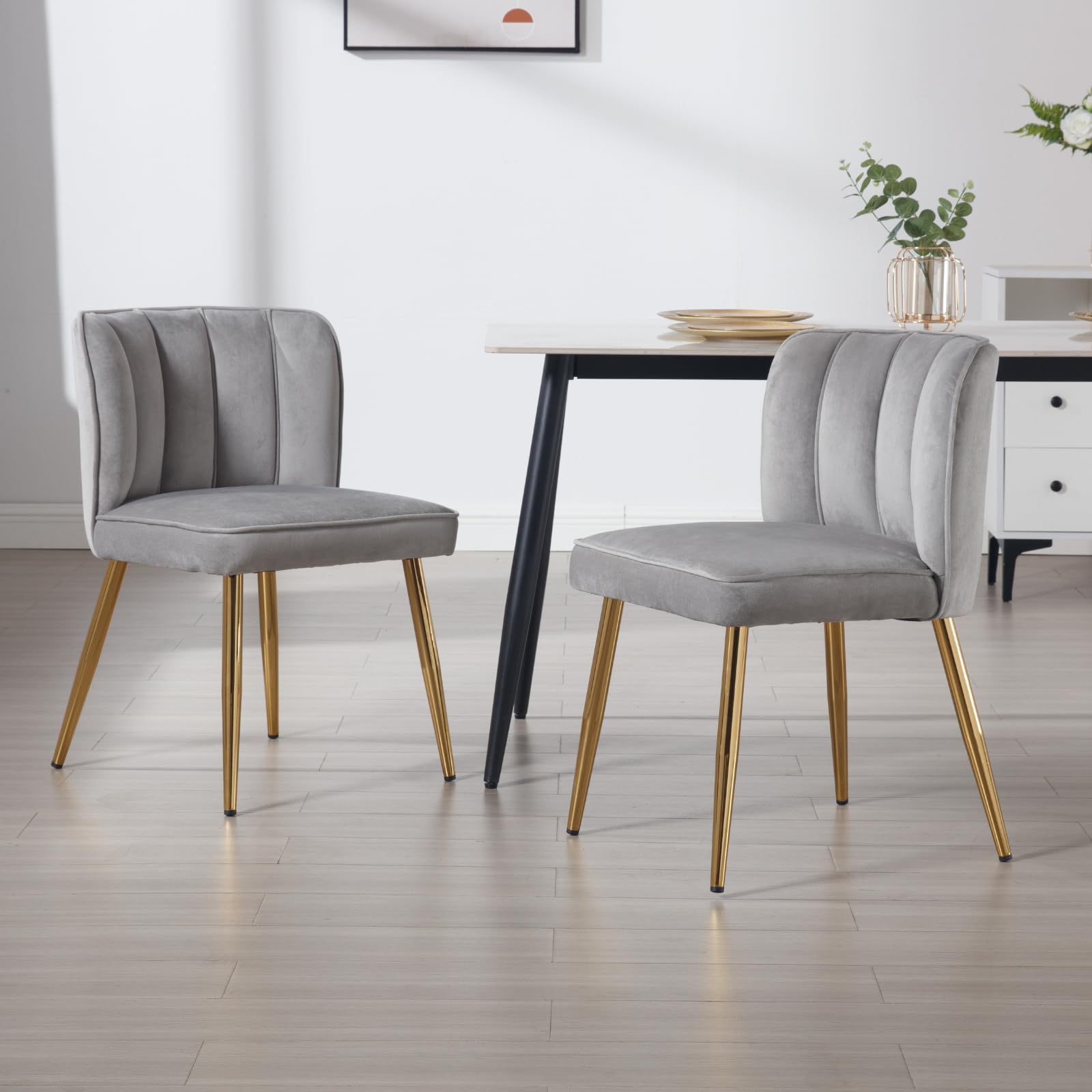 ZH4YOU Modern Velvet Fabric Dining Chairs Set of 2 - 1736