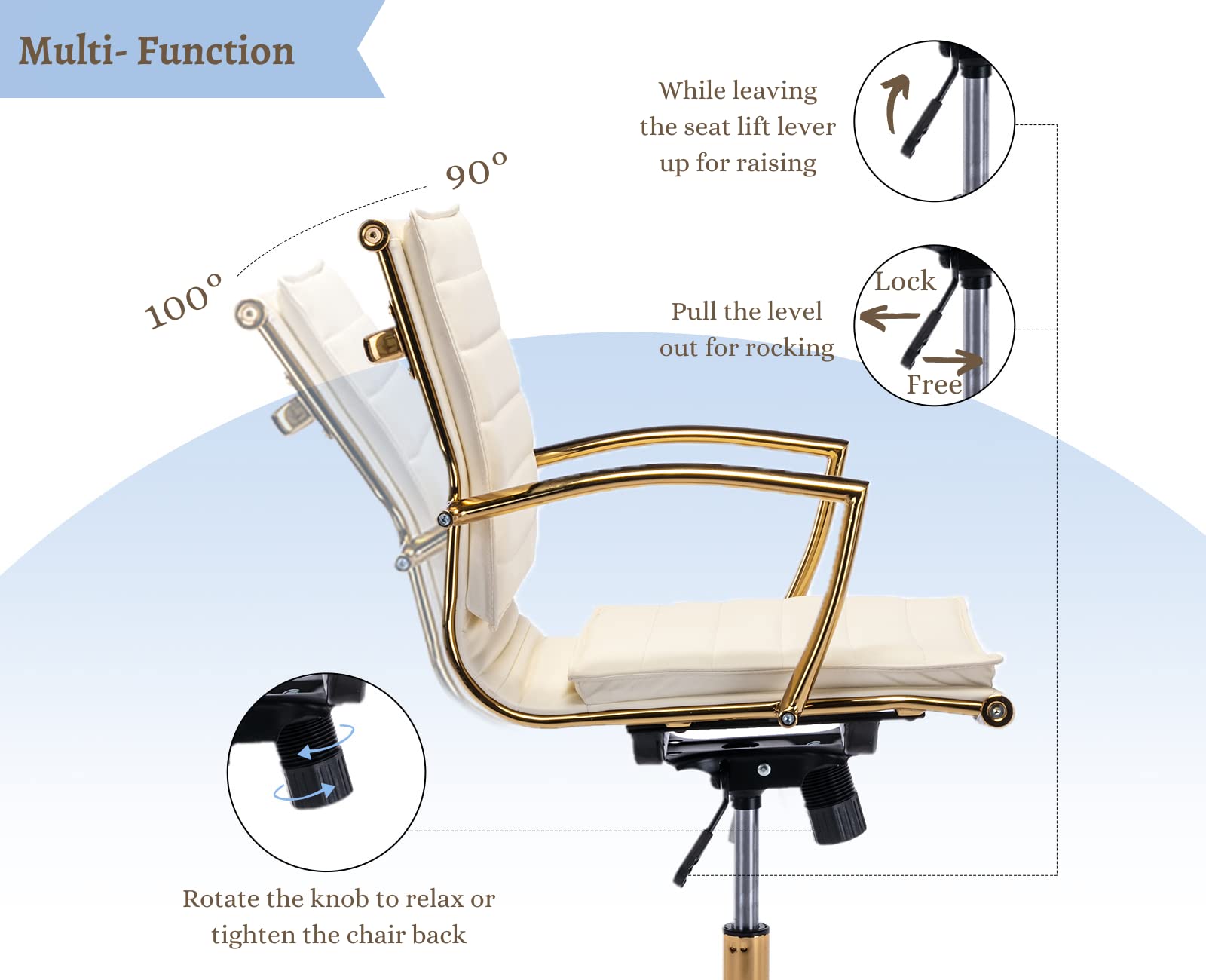 EALSON Modern Leather Office Chair with Wheels 1 PCS - X416OC