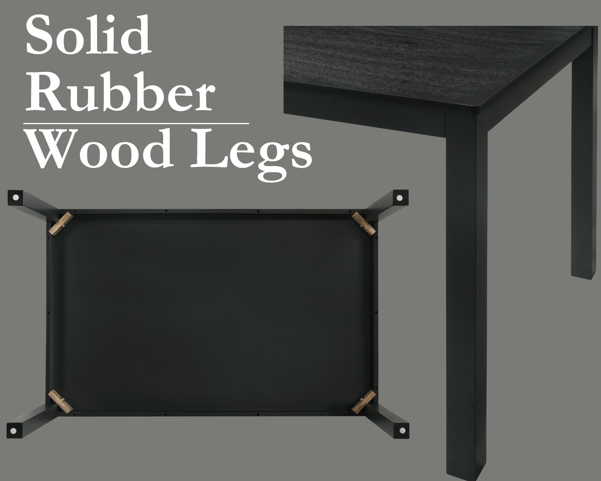 VESCASA Modern Black Solid Wood Dining Desk - 2022