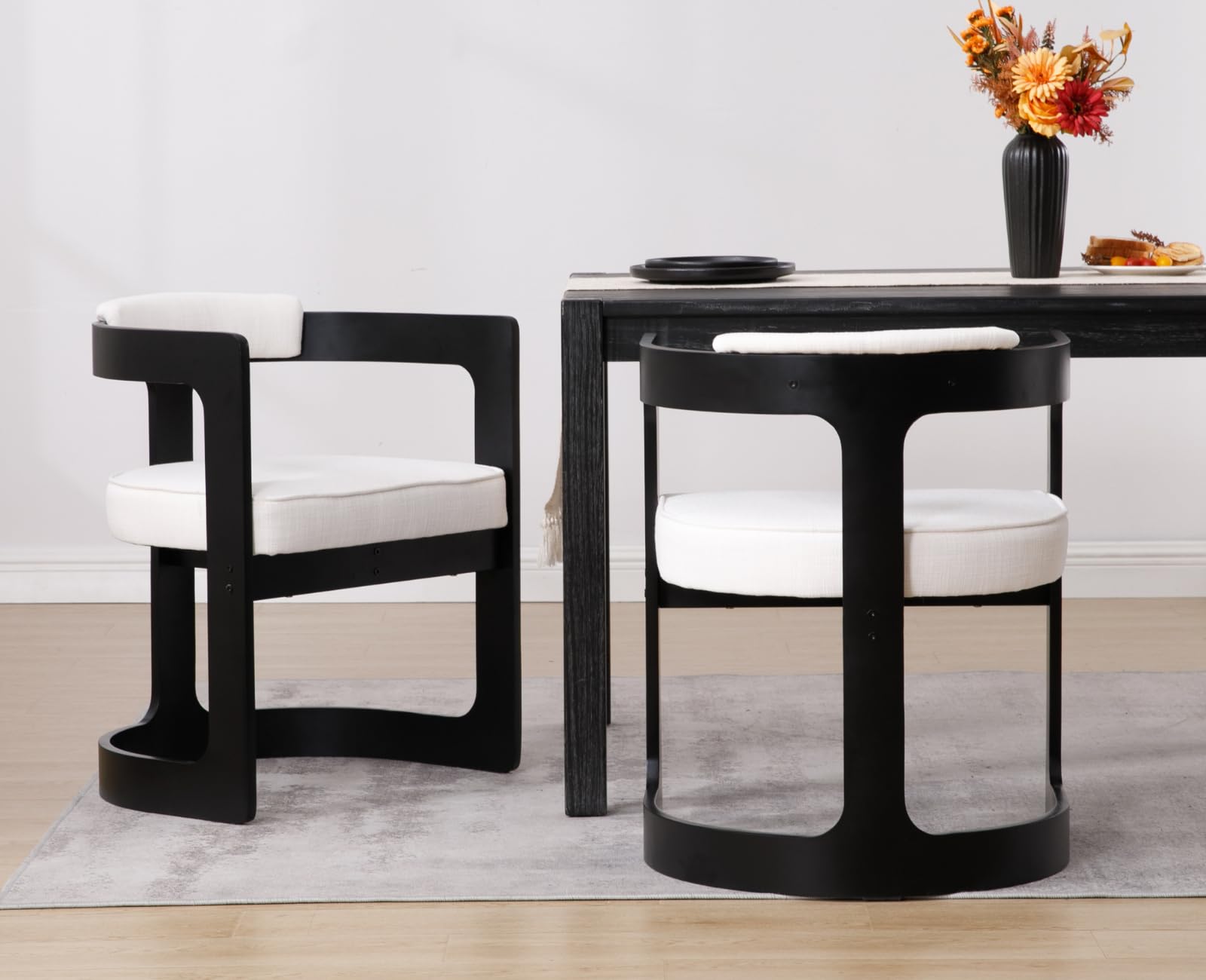EALSON Black Wood Frame Barrel Dining Chair 1 PCS - 7083DC