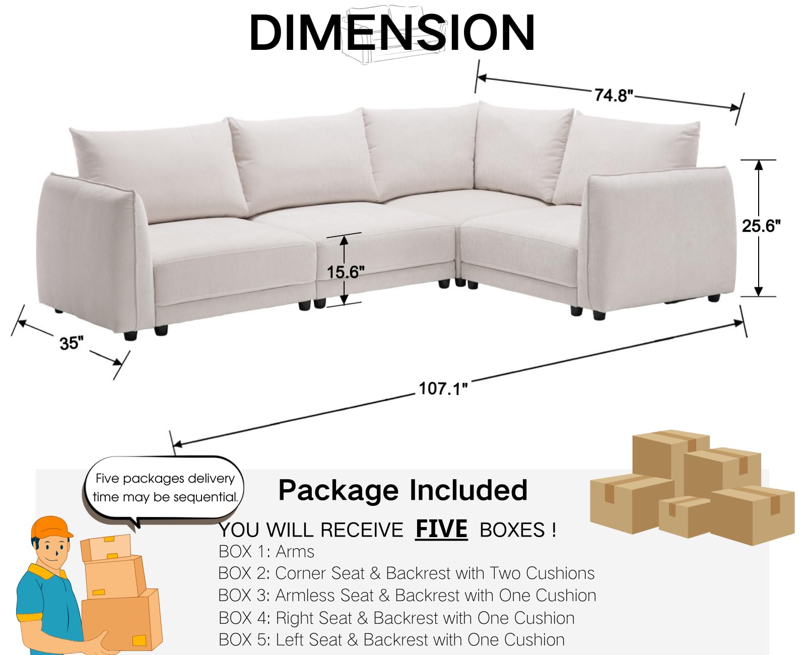 CIMOTA Oversized Cloud Modular Sectional Sofa - 1020SF