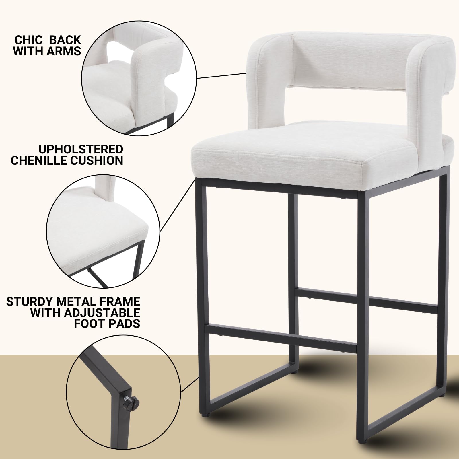 CHICAURA 26”H Barrel Counter Stools Set of 2 - 31035CS
