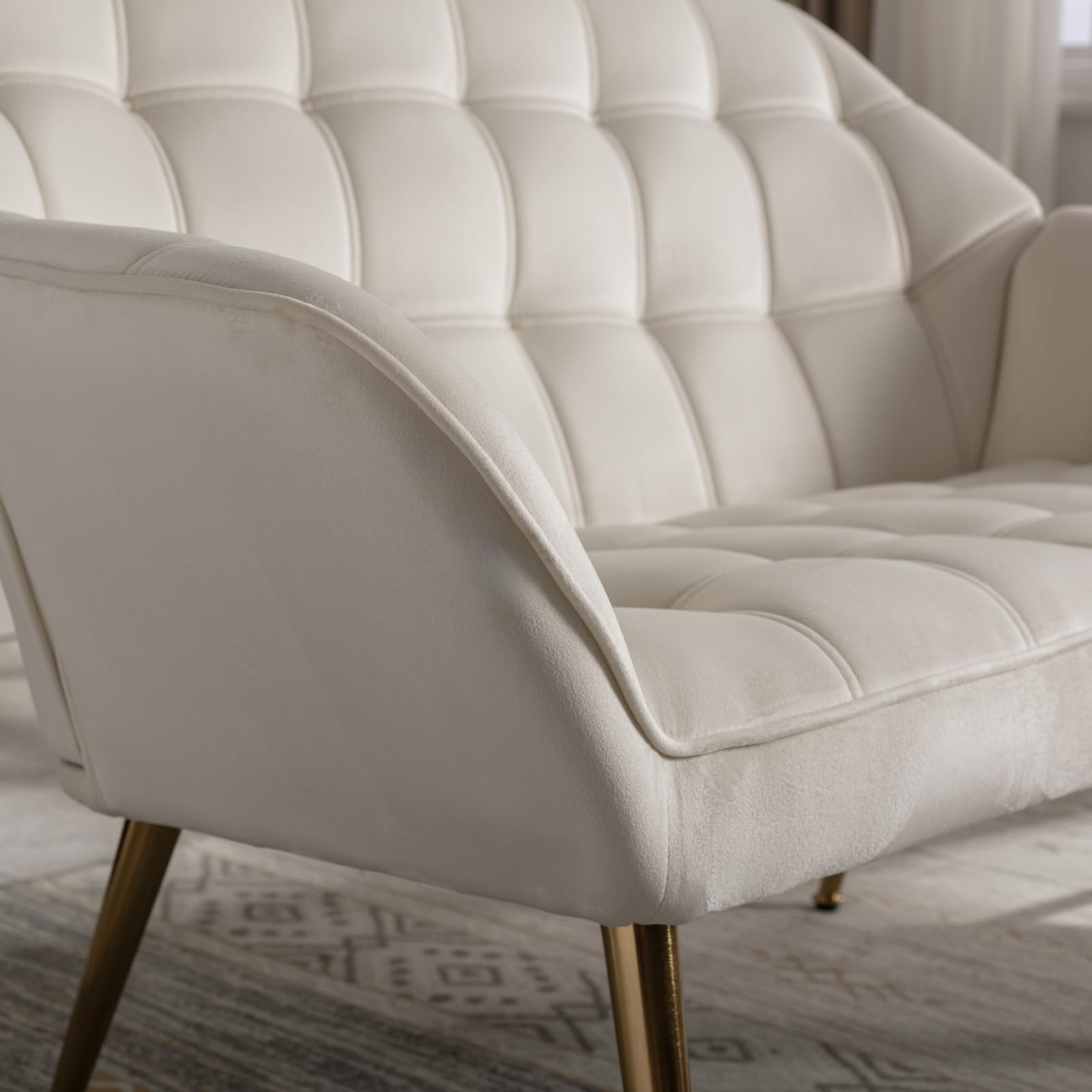 ROCITY 48" Modern Velvet Small Loveseat Sofa - 8904AC