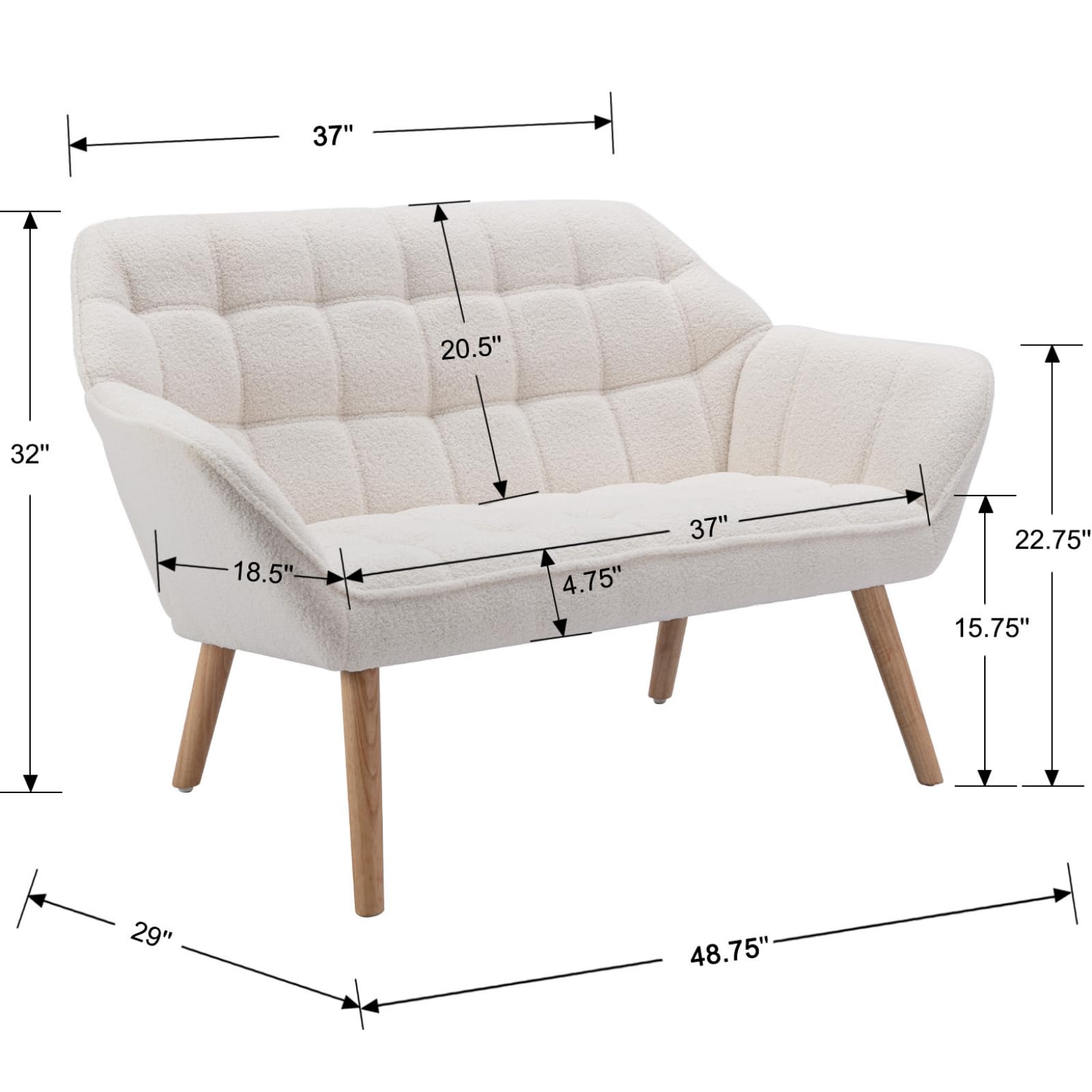 ROCITY 48" Modern Velvet Small Loveseat Sofa - 8904AC