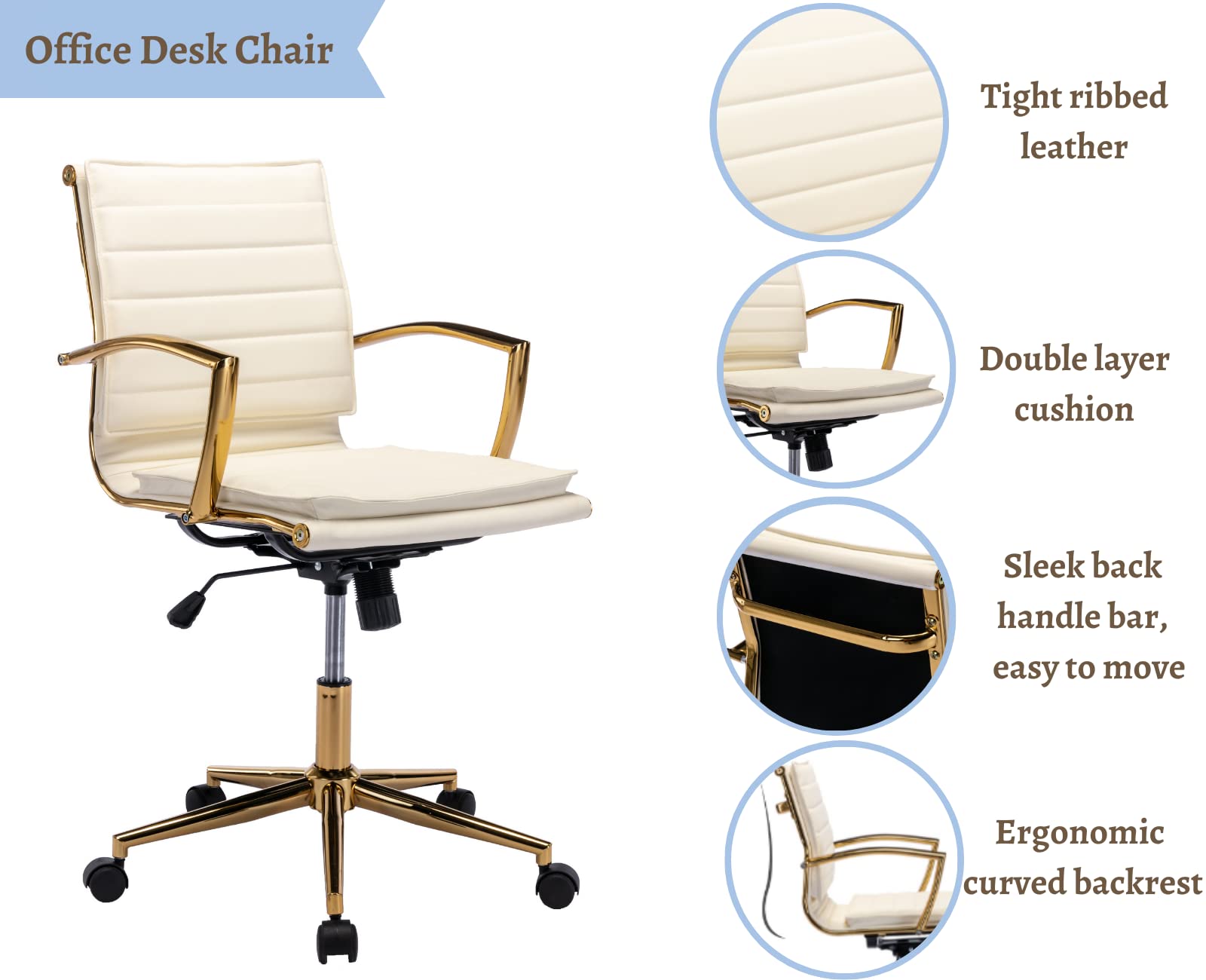 EALSON Modern Leather Office Chair with Wheels 1 PCS - X416OC