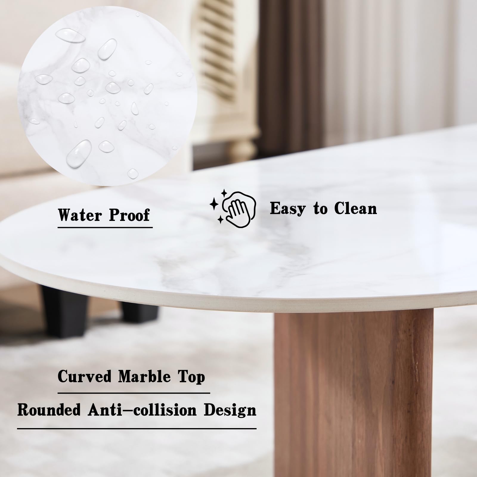 ROCITY Solid Wood Irregular-Shaped Coffee Table - XX150CT