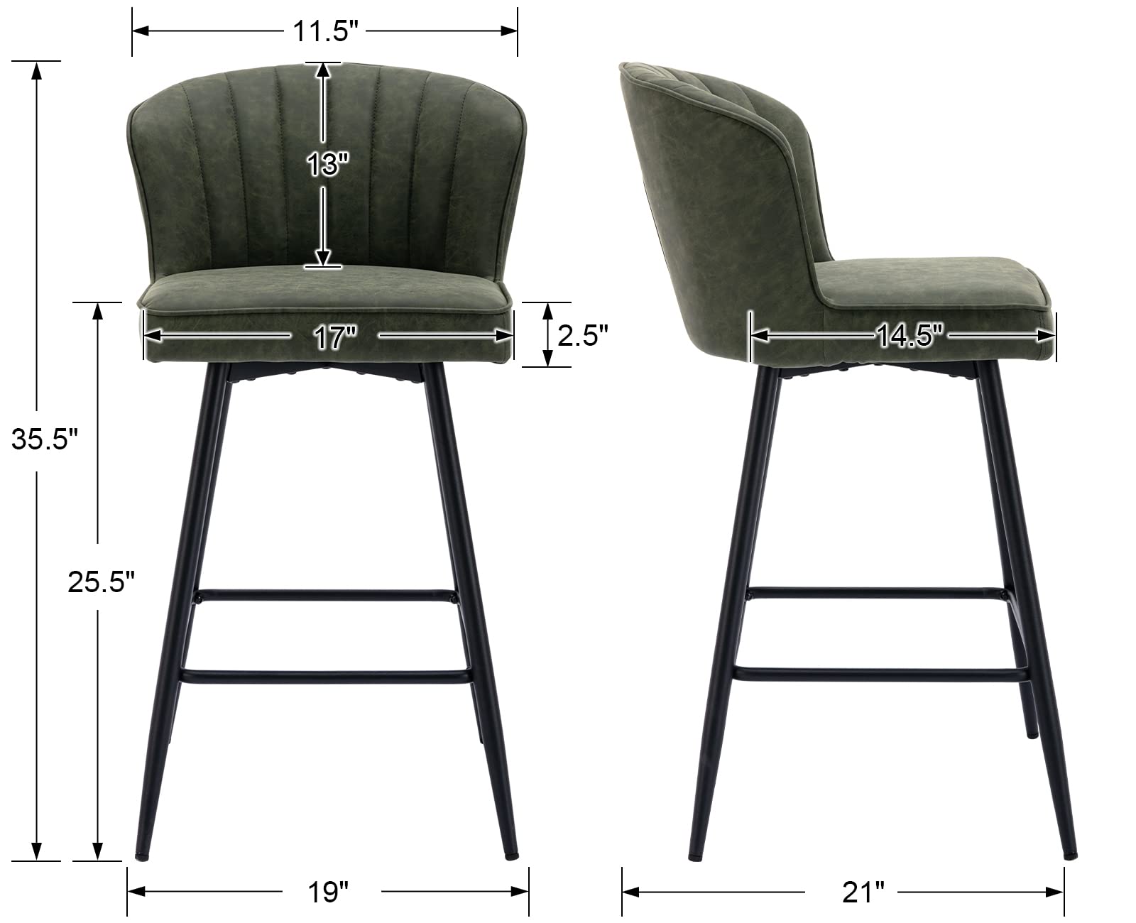 CIMOTA 25.5"H Curved Back Counter Stools Set of 2 - 8684CS