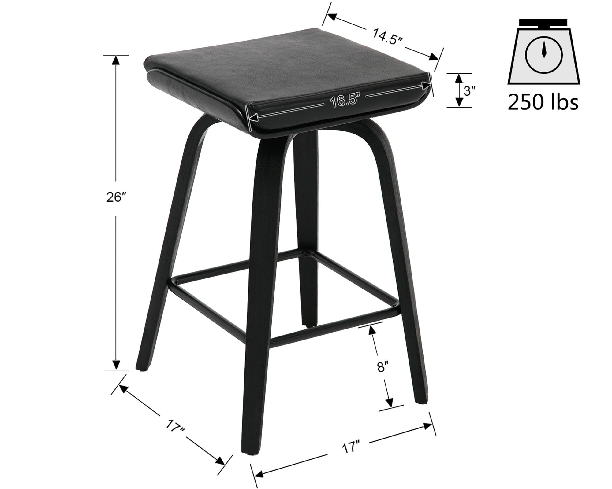 VESCASA 26" Backless Swivel Counter Stools Set of 2 - 1710CS