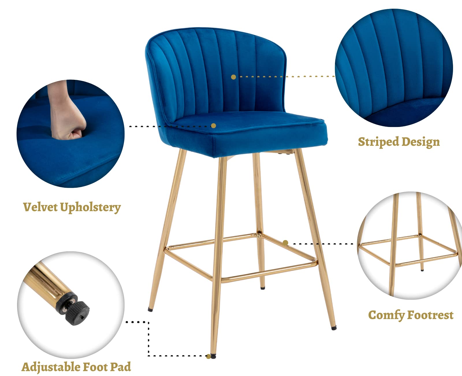 CIMOTA 25.5"H Curved Back Counter Stools Set of 2 - 8684CS
