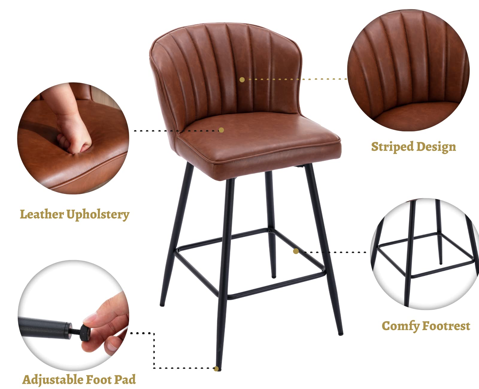 CIMOTA 25.5"H Curved Back Counter Stools Set of 2 - 8684CS