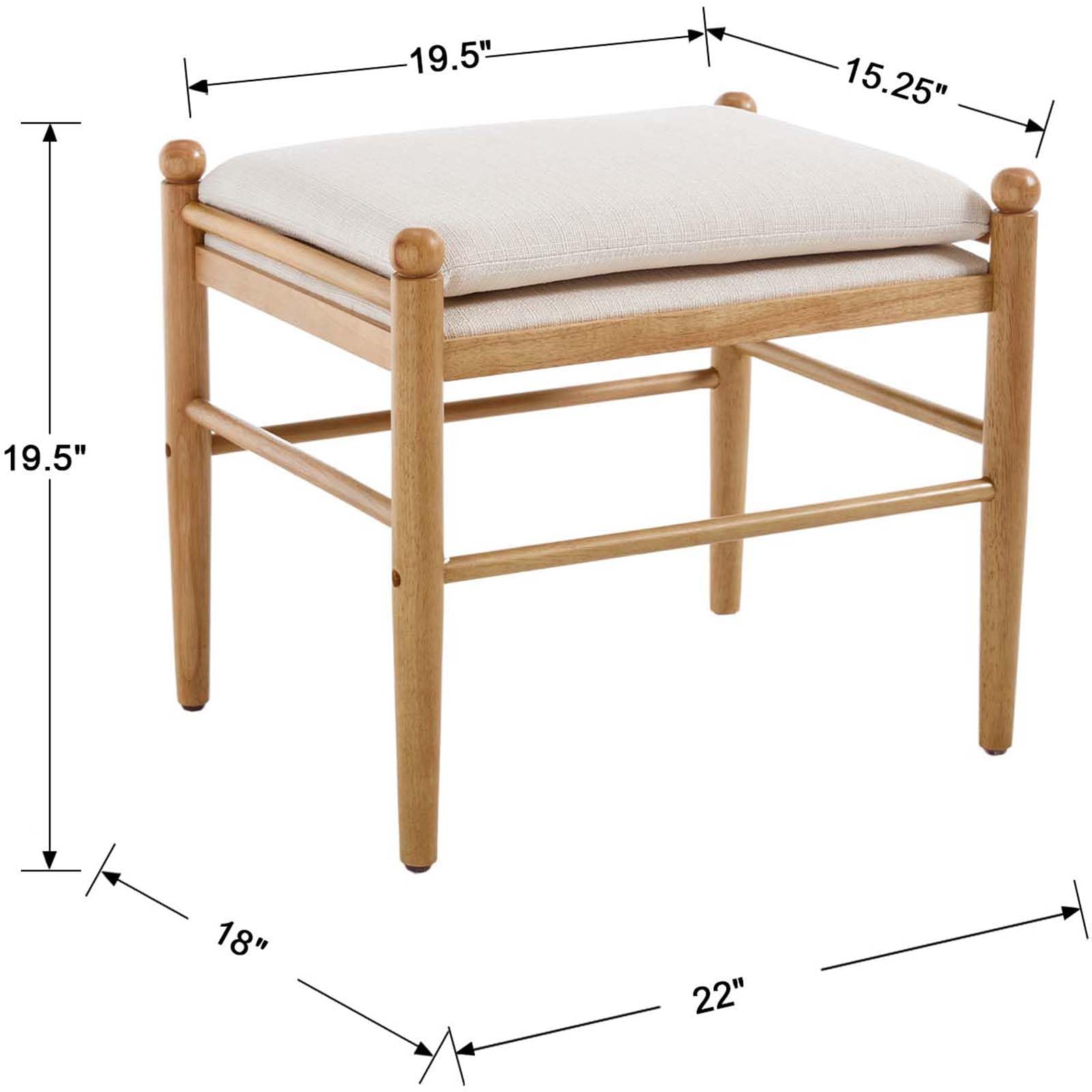 Kmax 19 Inch Backless Ottoman 1 PCS - XX002OT