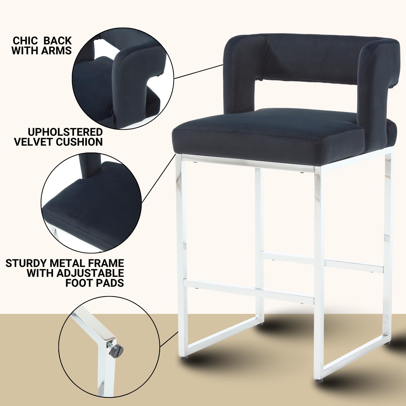 CHICAURA 26”H Barrel Counter Stools Set of 2 - 31035CS