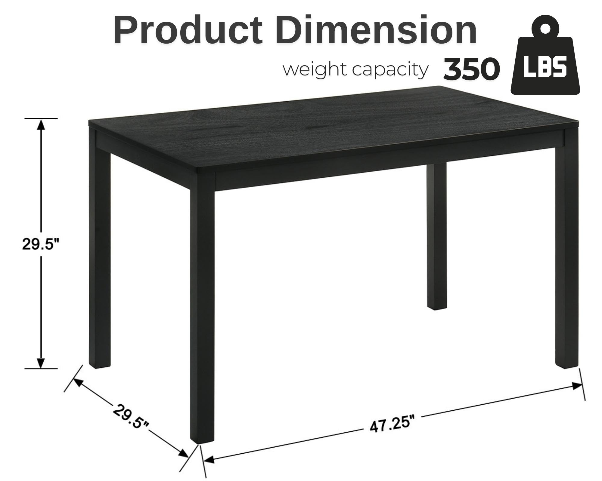 VESCASA Modern Black Solid Wood Dining Desk - 2022