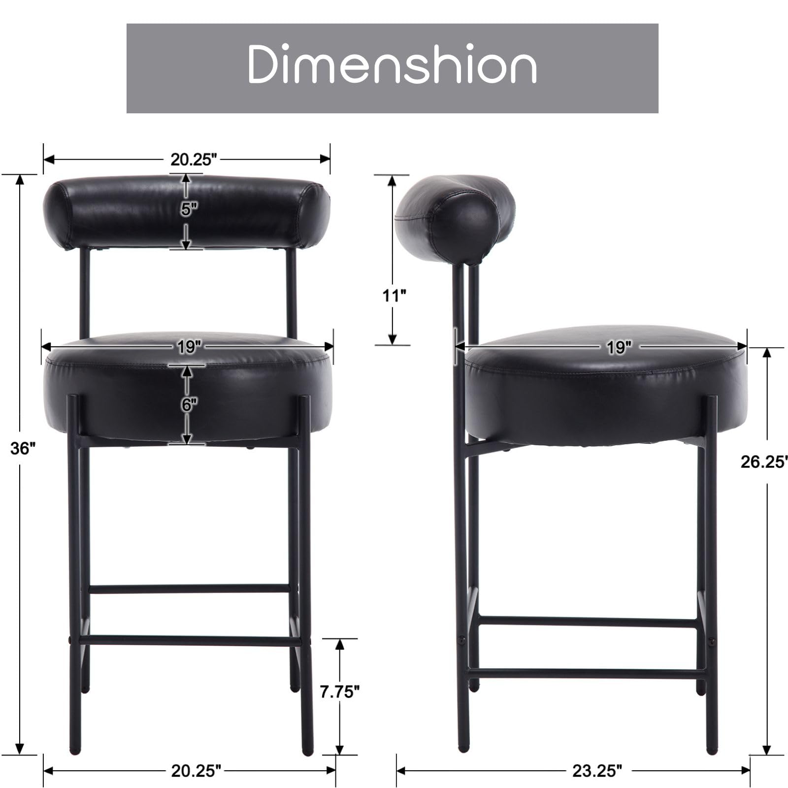 ROCITY 26"H Barrel Counter Stools Set of 2 - 11002CS