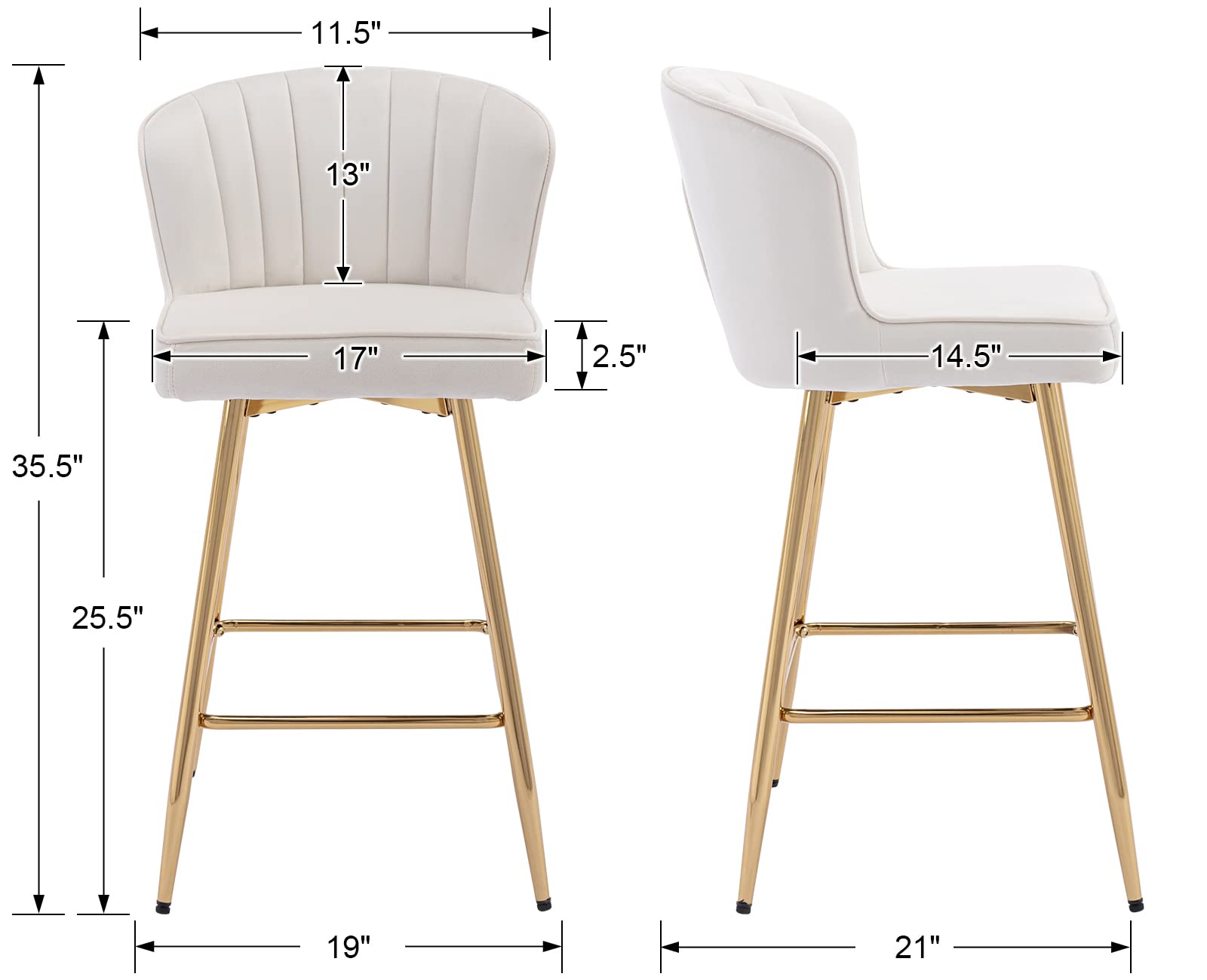 CIMOTA 25.5"H Curved Back Counter Stools Set of 2 - 8684CS