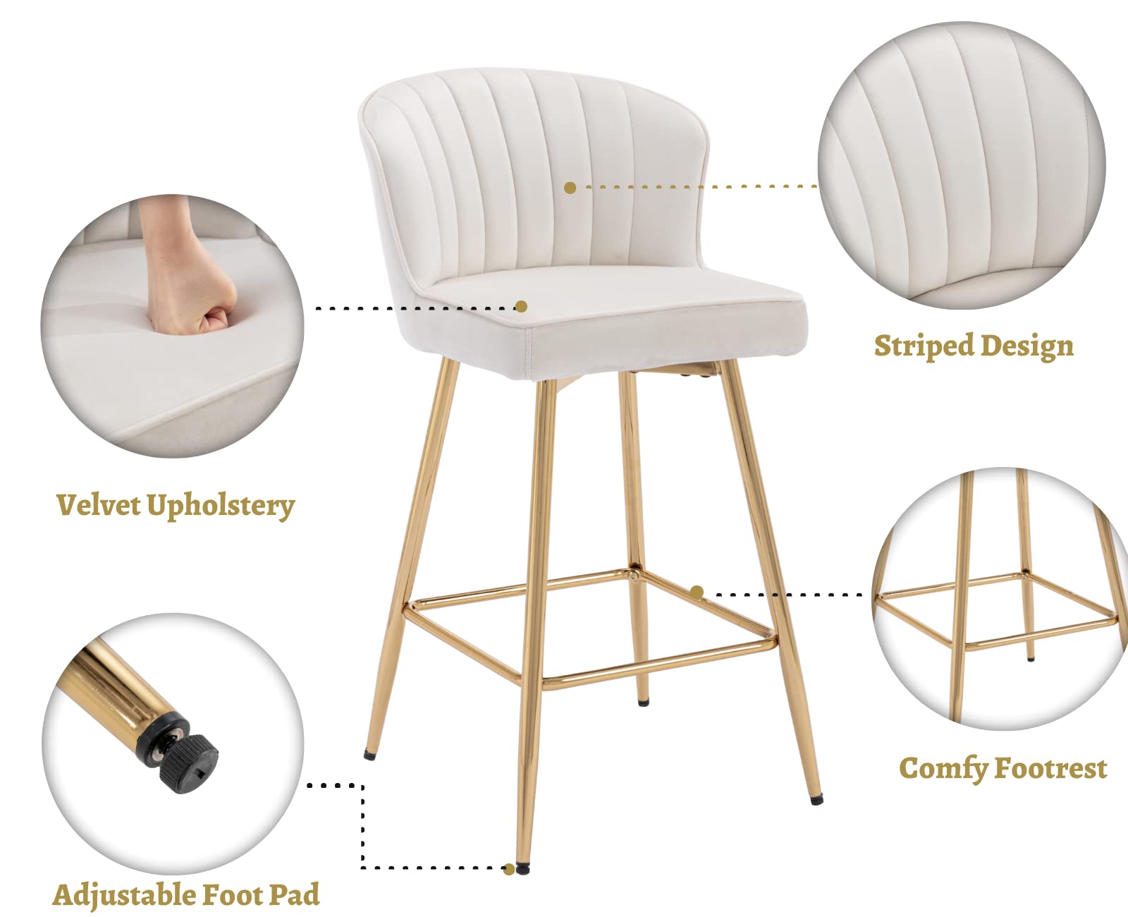 CIMOTA 25.5"H Curved Back Counter Stools Set of 2 - 8684CS