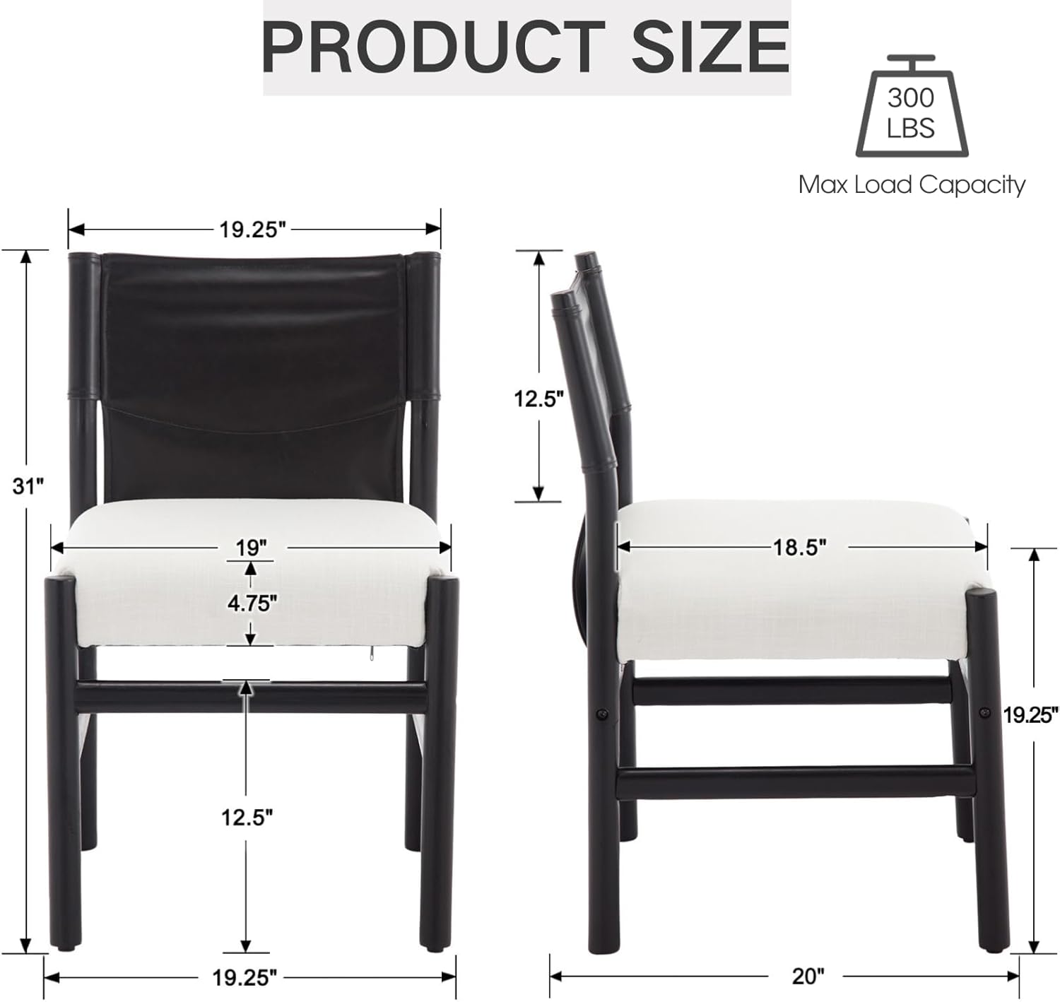 EALSON Mid-Century Armless Dining Chairs Set of 2 - 10040DC