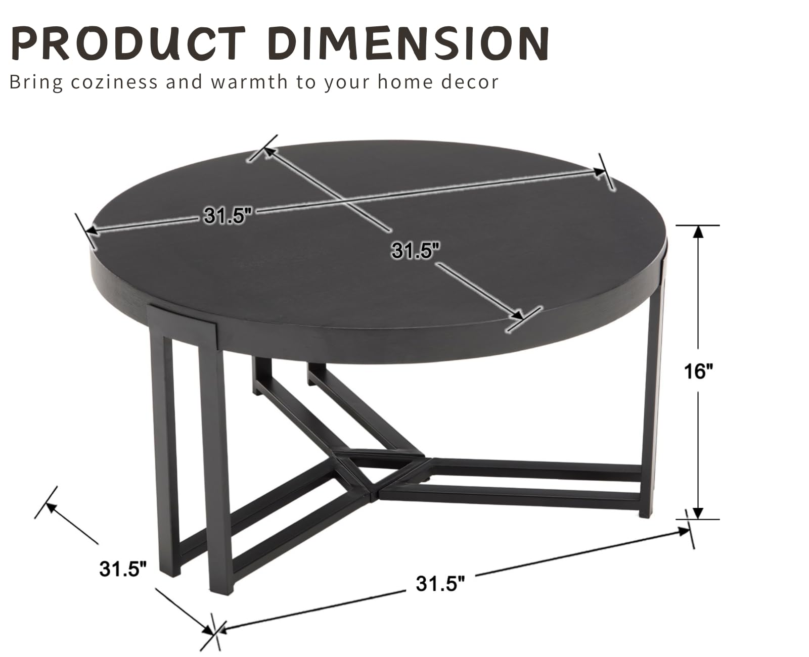ROCITY 31.5'' Round Natural Wooden Small Circle Coffee Table - 22743