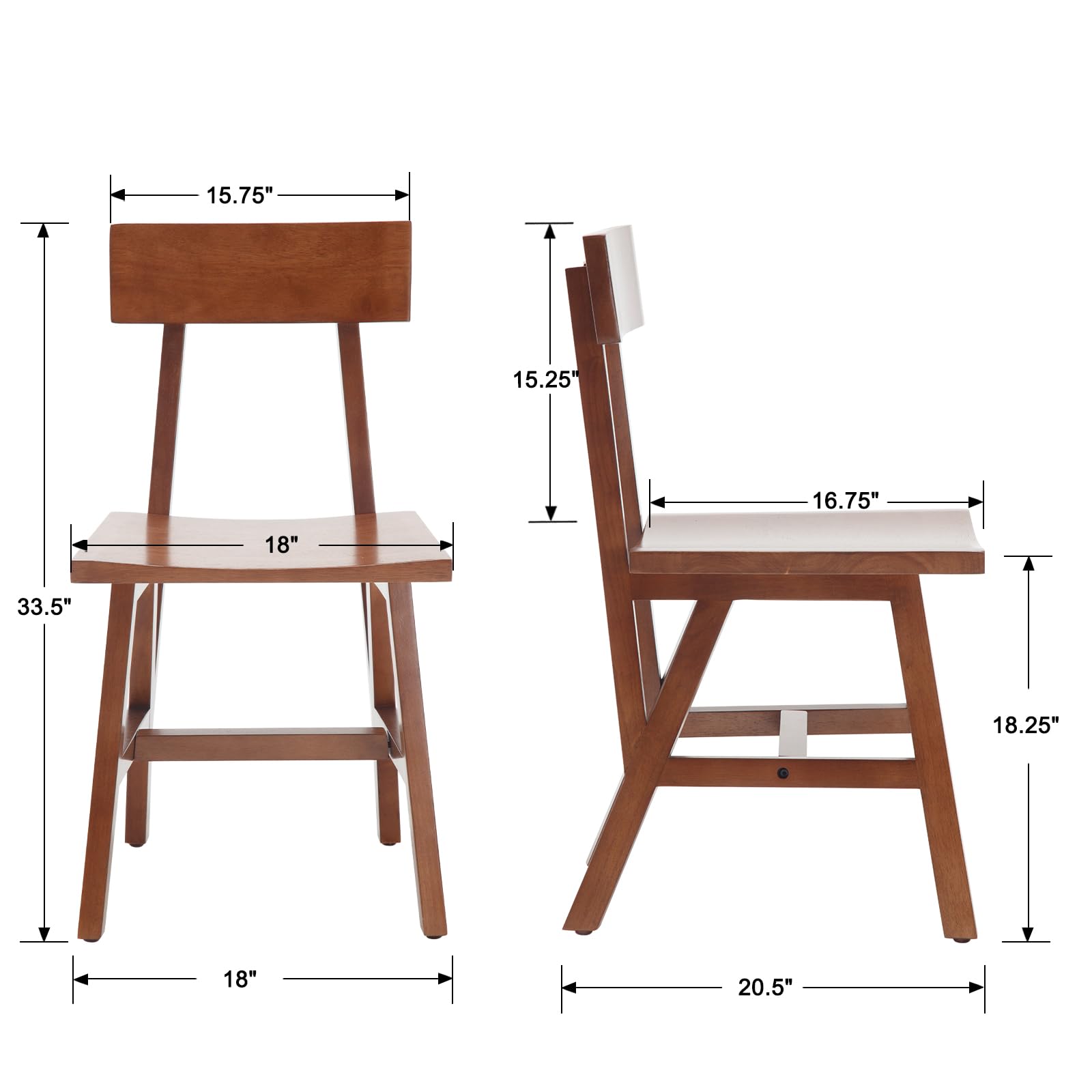 EALSON 100% Oak Natural Wood Dining Chairs Set of 2 - X016DC