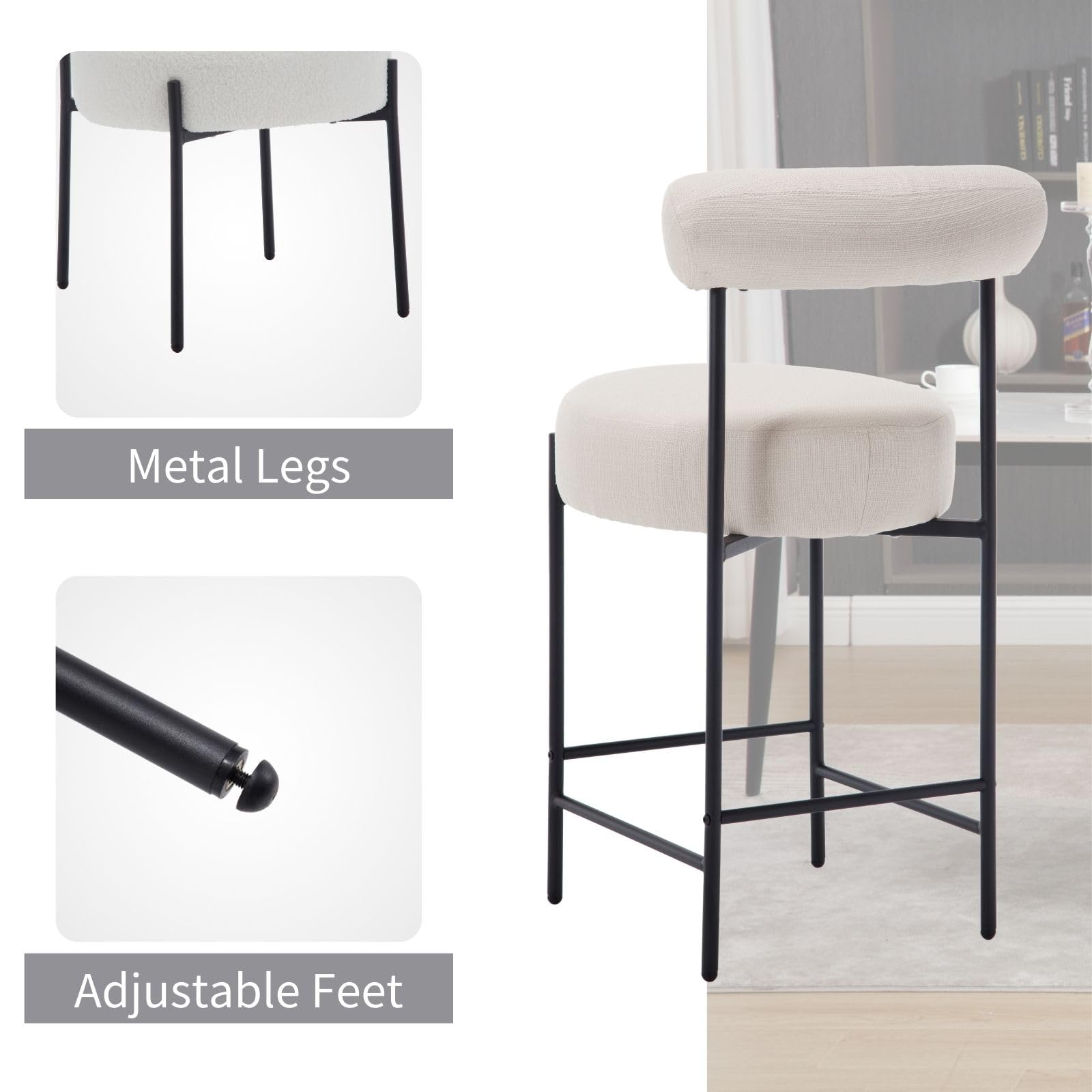 ROCITY 26"H Barrel Counter Stools Set of 2 - 11002CS