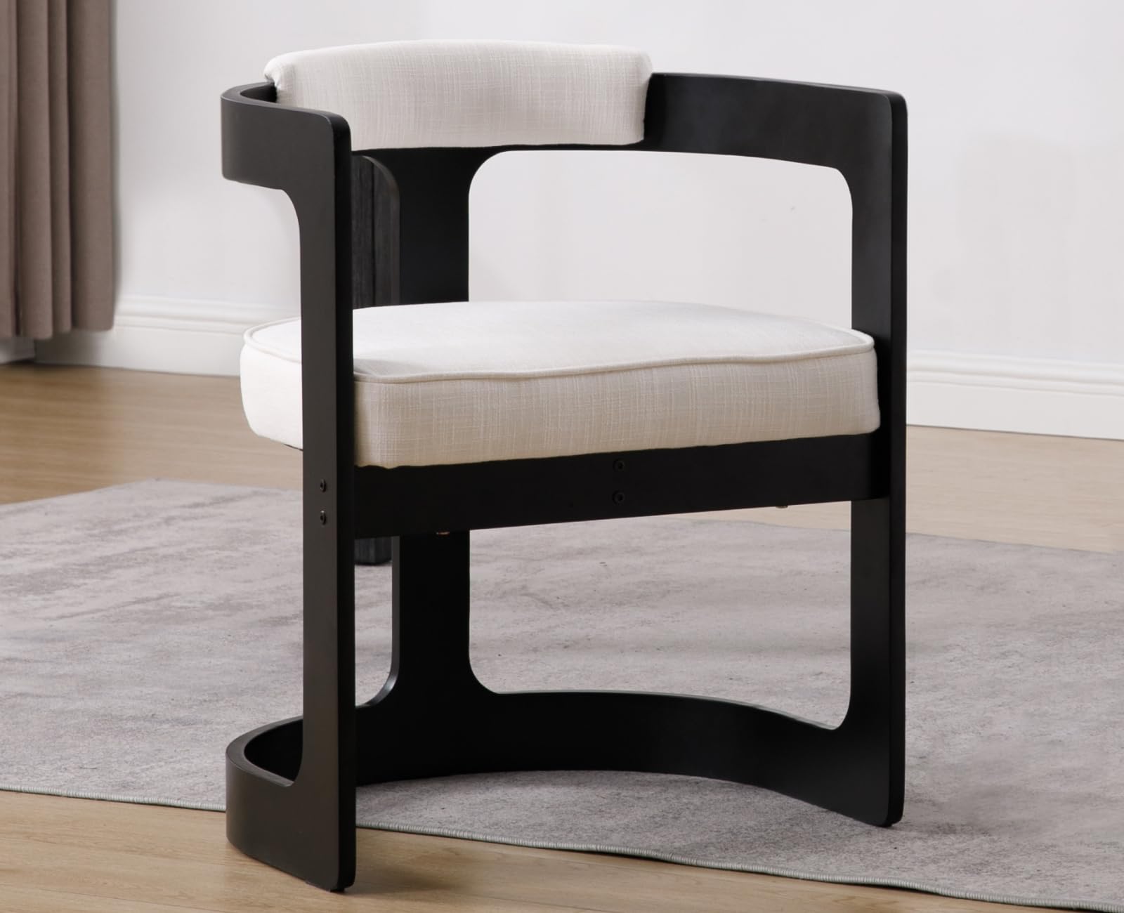 EALSON Black Wood Frame Barrel Dining Chair 1 PCS - 7083DC