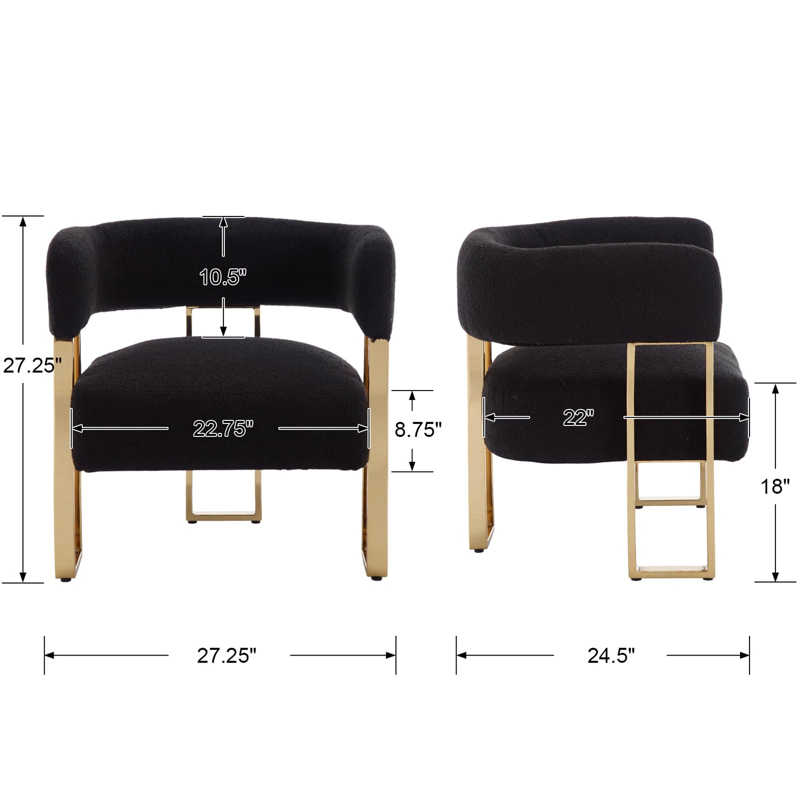 ZH4YOU Accent Chairs with Gold Metal Legs 1 PCS - 72005AC