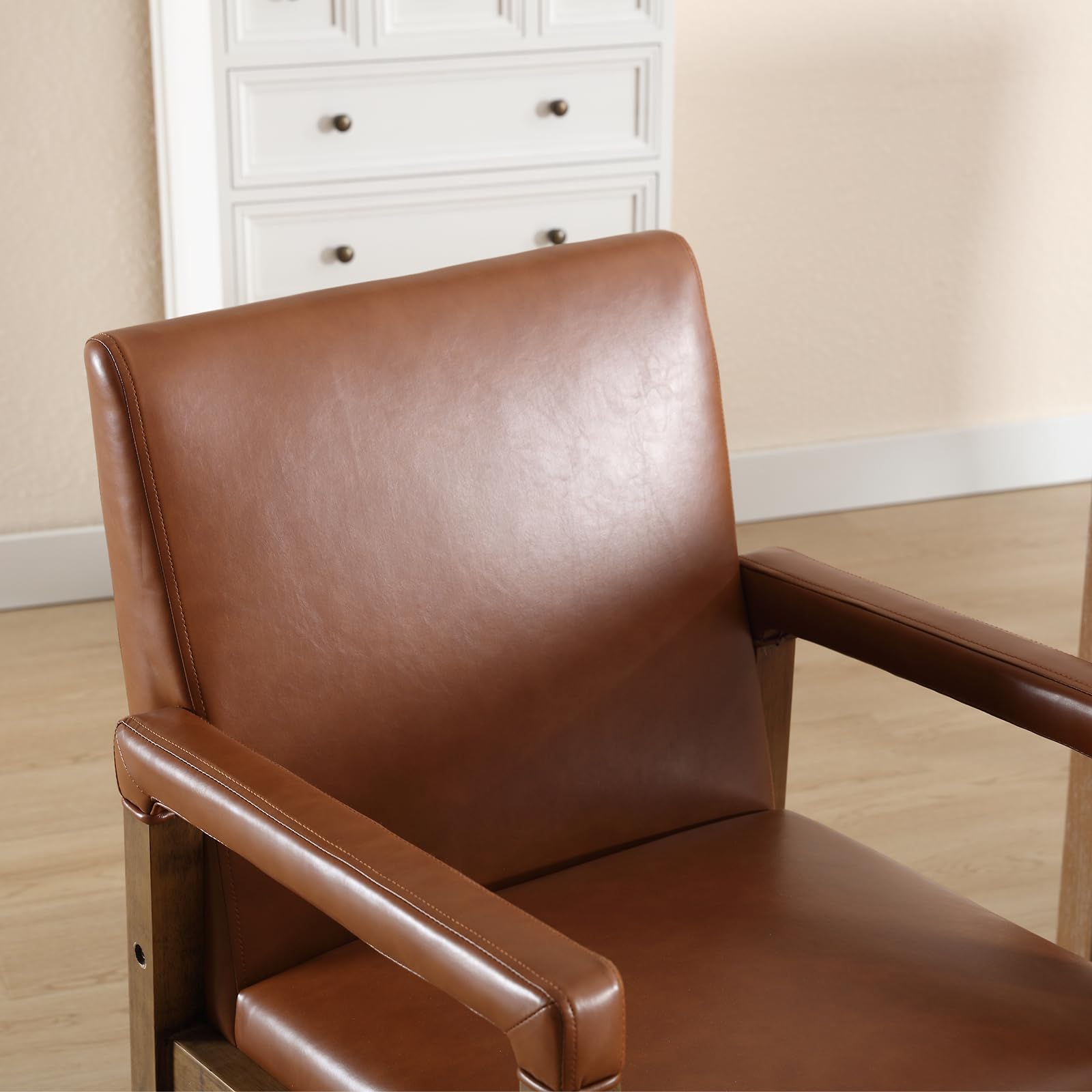 Close-up of chair back and leather