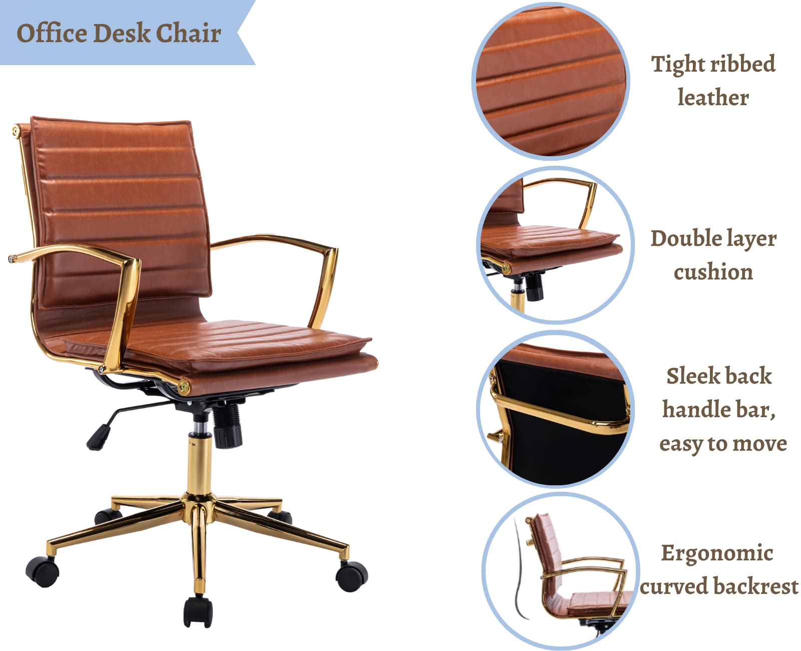 EALSON Modern Leather Office Chair with Wheels 1 PCS - X416OC
